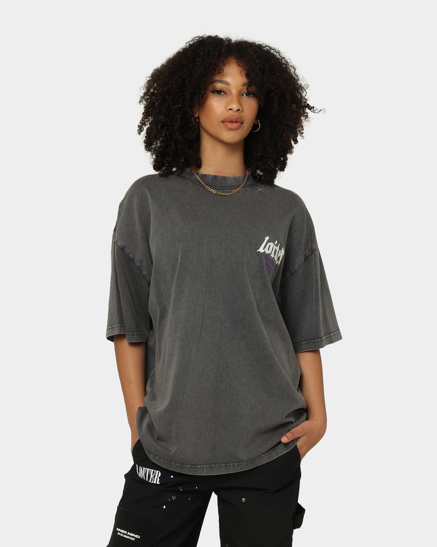 Loiter Retrograde Vintage T-Shirt Charcoal Style001