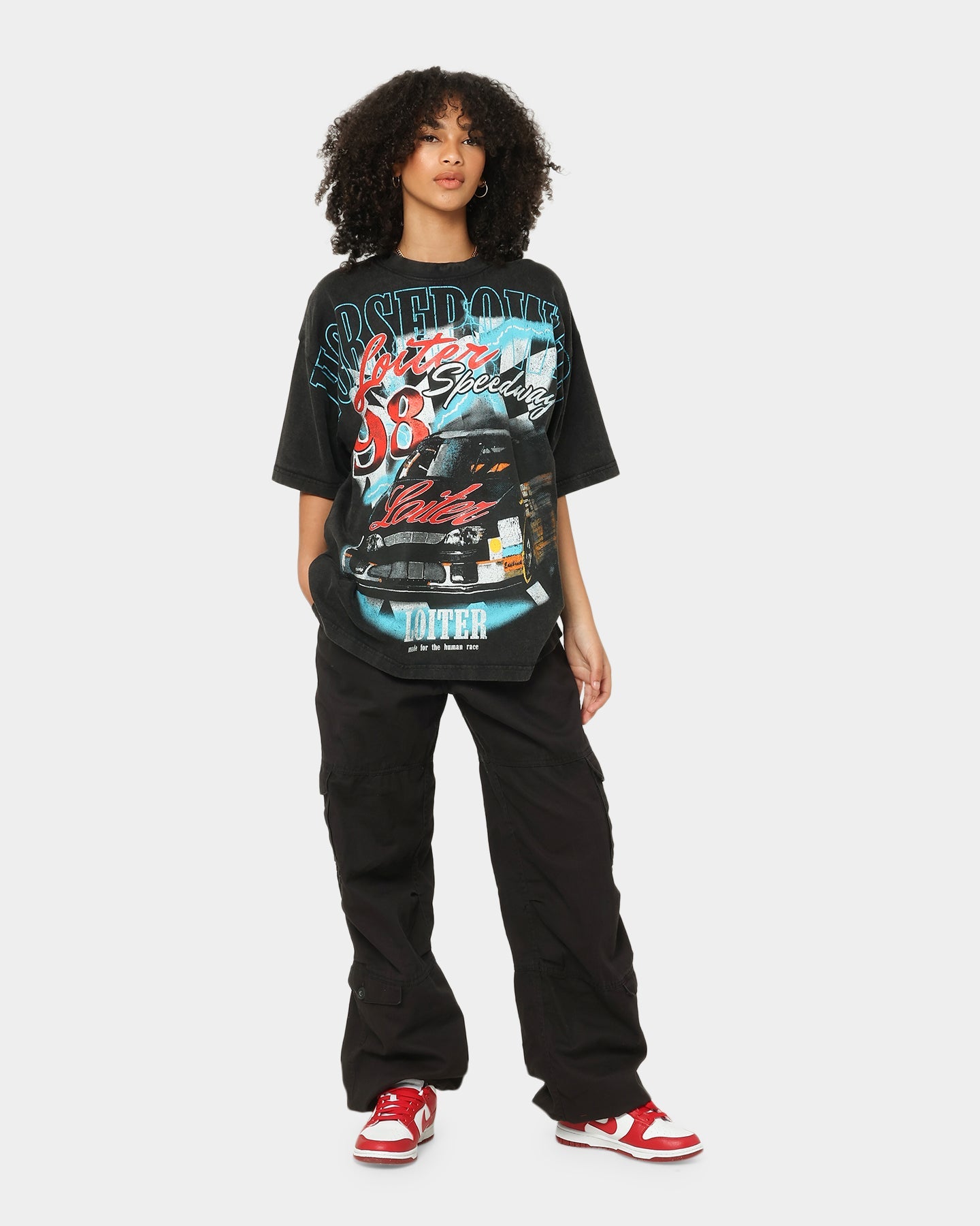 Loiter Speedway Vintage T-Shirt Vintage Black Style001