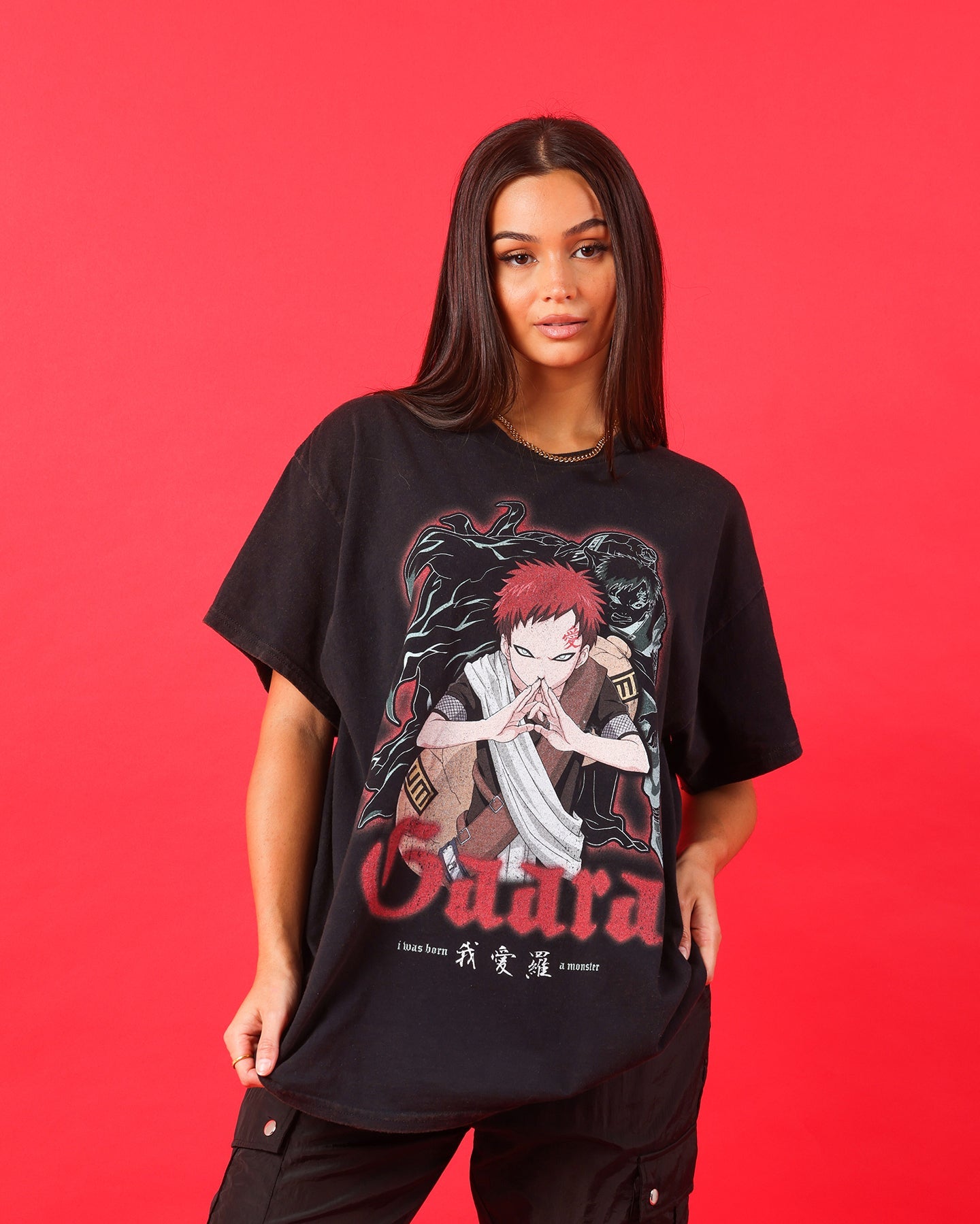 Goat Crew X Naruto Gaara Vintage T-Shirt Black Wash Style001
