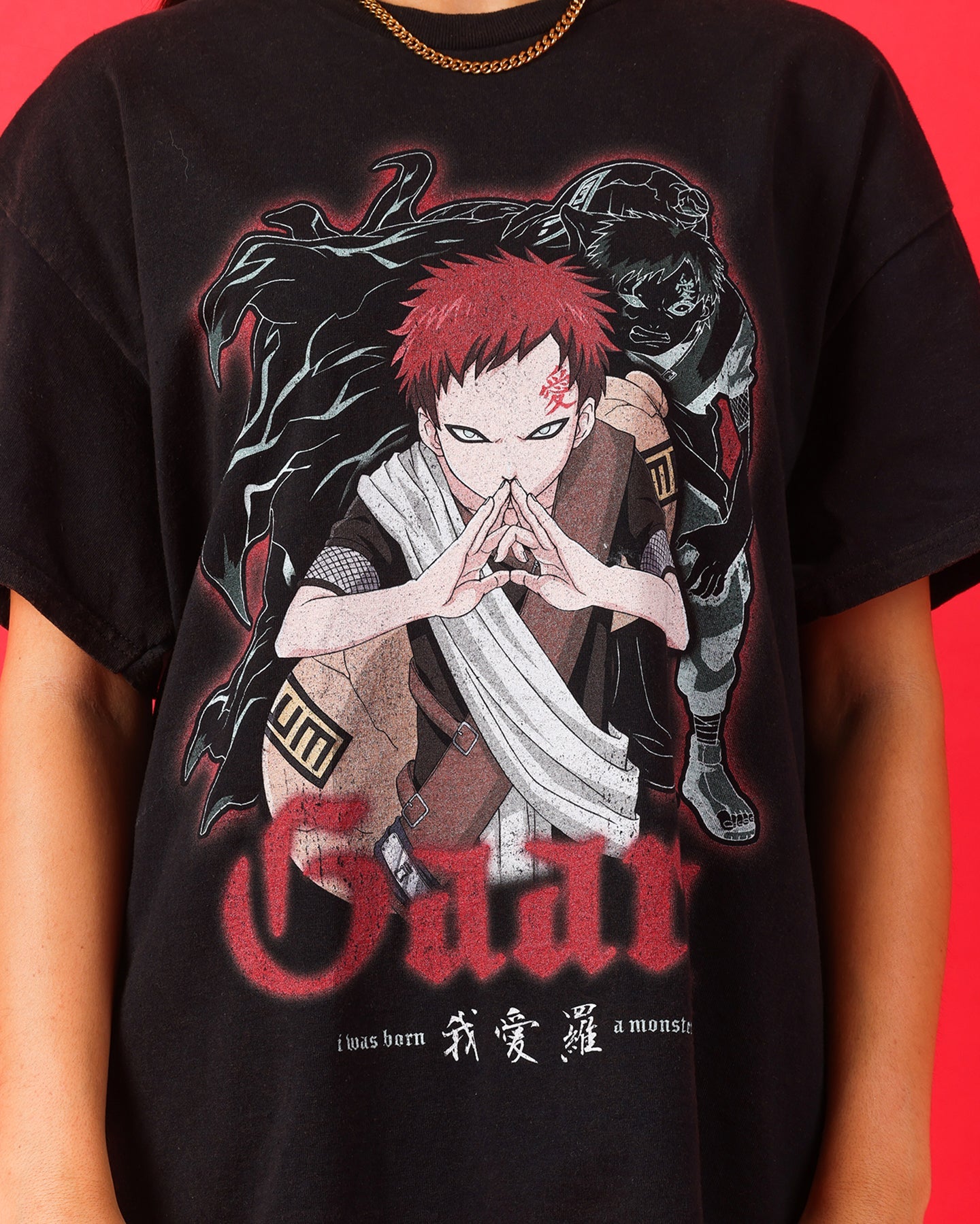 Goat Crew X Naruto Gaara Vintage T-Shirt Black Wash Style001