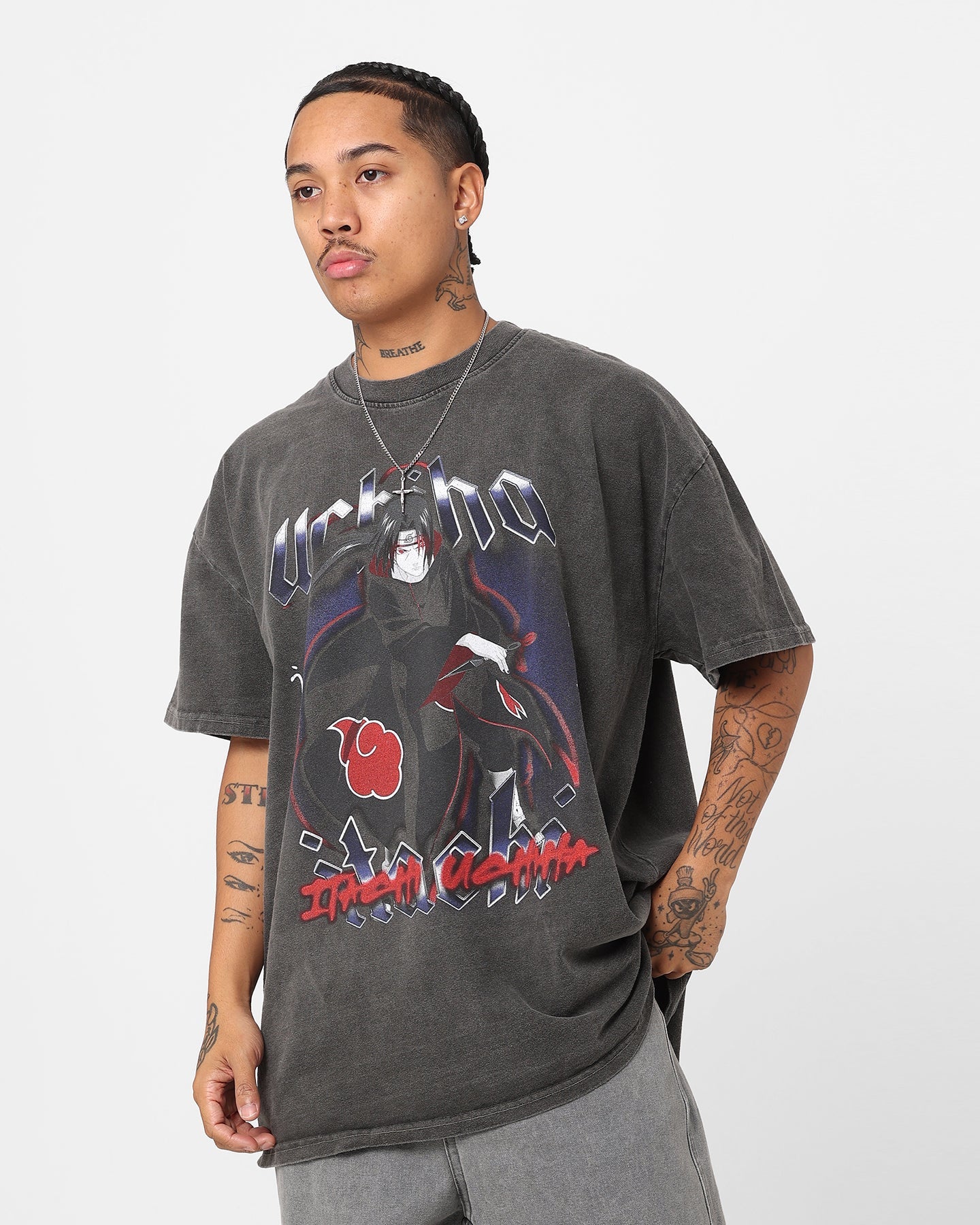 Goat Crew X Naruto Itachi Uchiha Heavyweight Vintage T-Shirt Black Wash