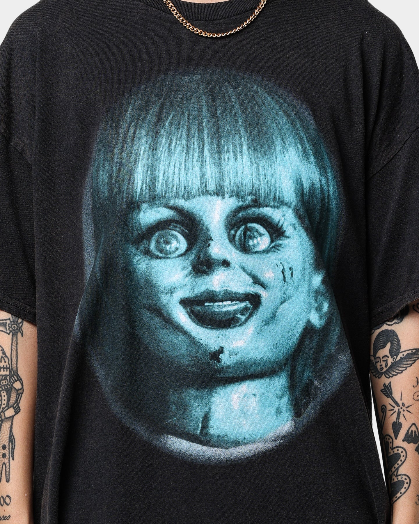 American Thrift X Annabelle Doll Vintage T-Shirt Black Wash Style001