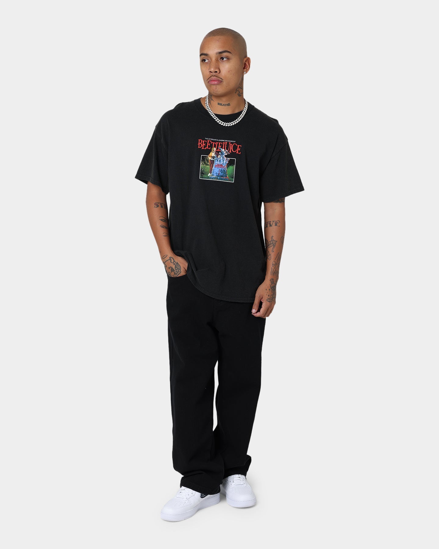 American Thrift X Beetlejuice Here Lies Vintage T-Shirt Vintage Black
