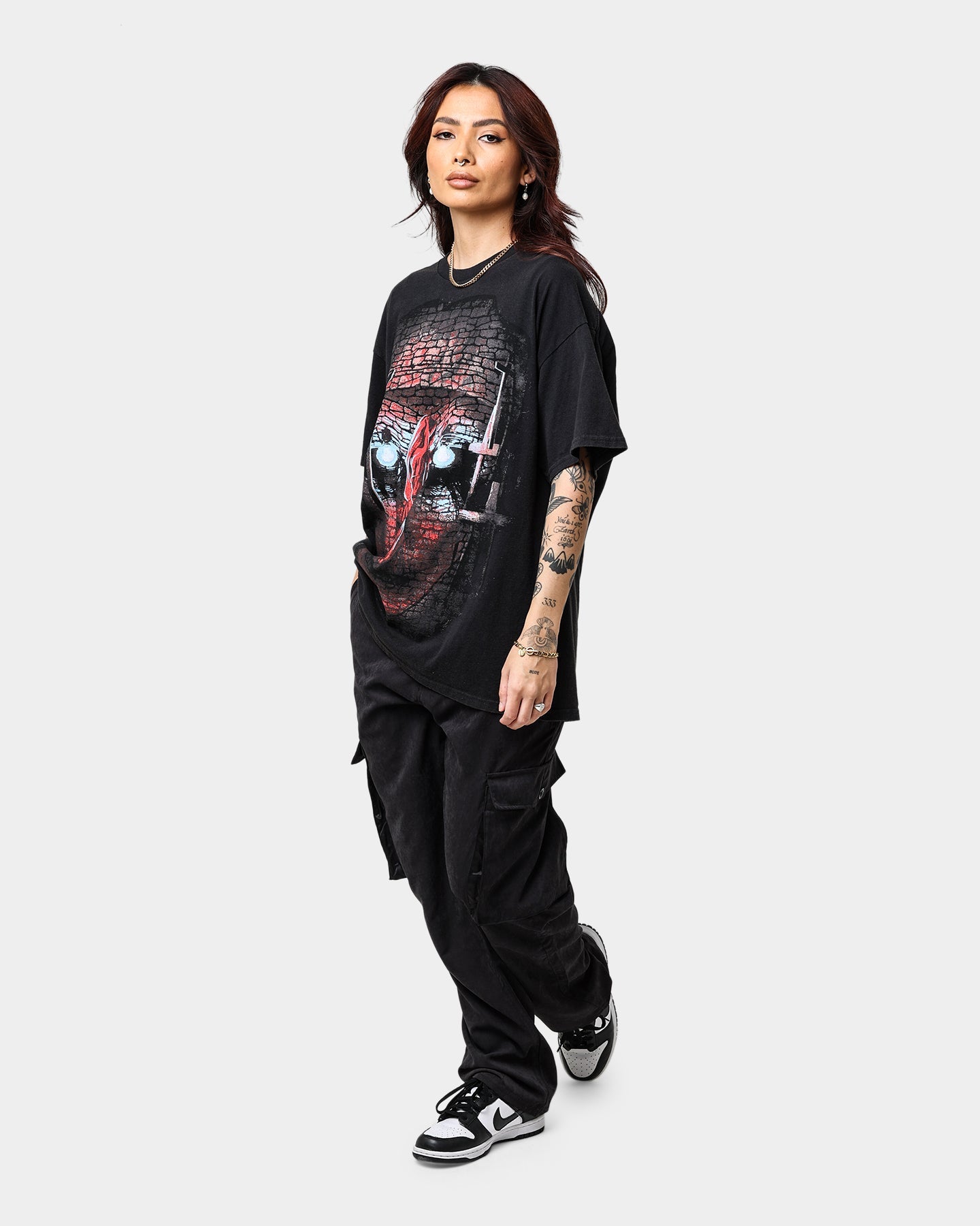 American Thrift X The Nun The Nun Face Vintage T-Shirt Black Wash Style001