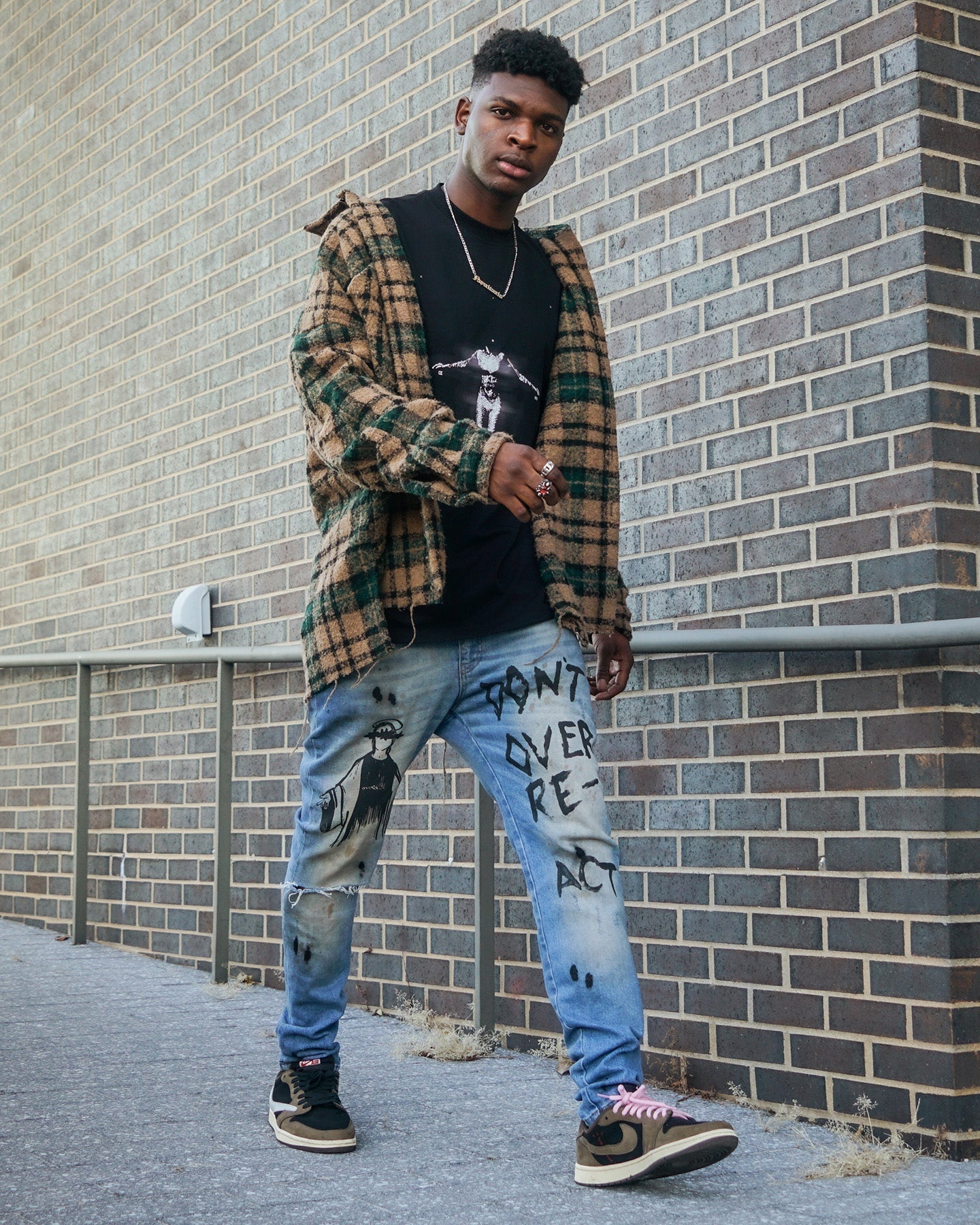MNML Loose Woven Flannel Shirt Green/Black