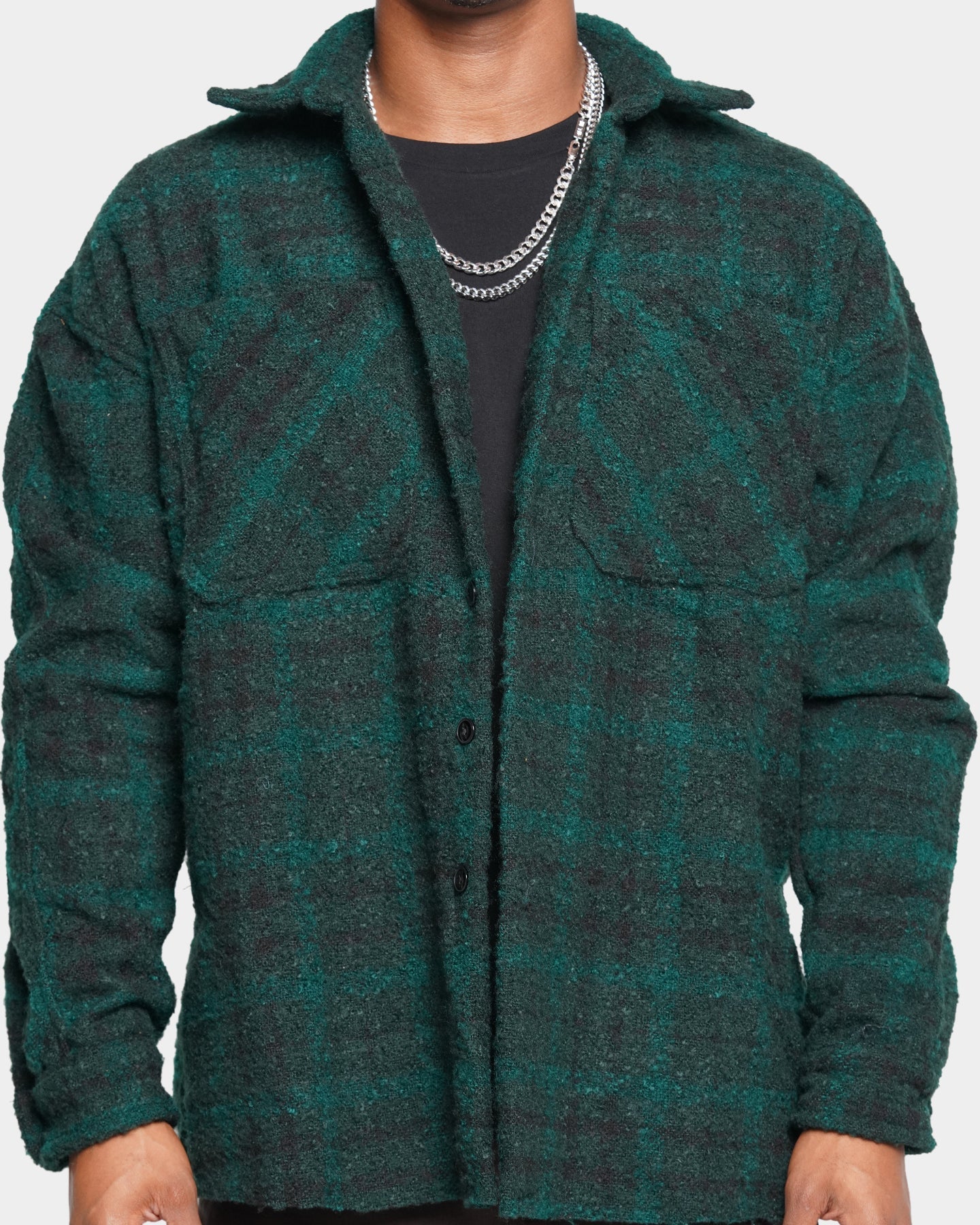 MNML Loose Woven Flannel Shirt Navy/Green