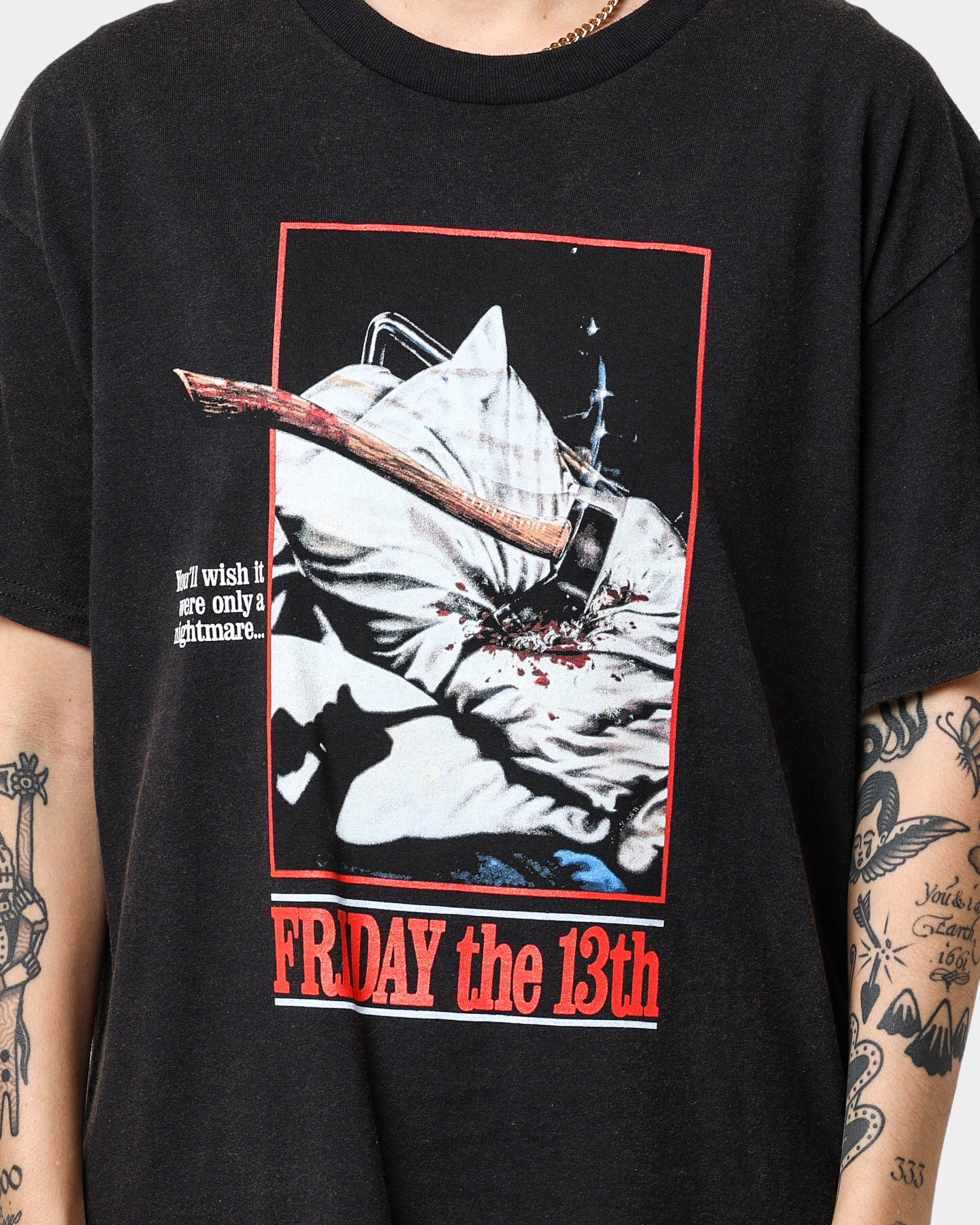American Thrift X Friday the 13th Friday the 13th Vintage T-Shirt Vintage Black Style001