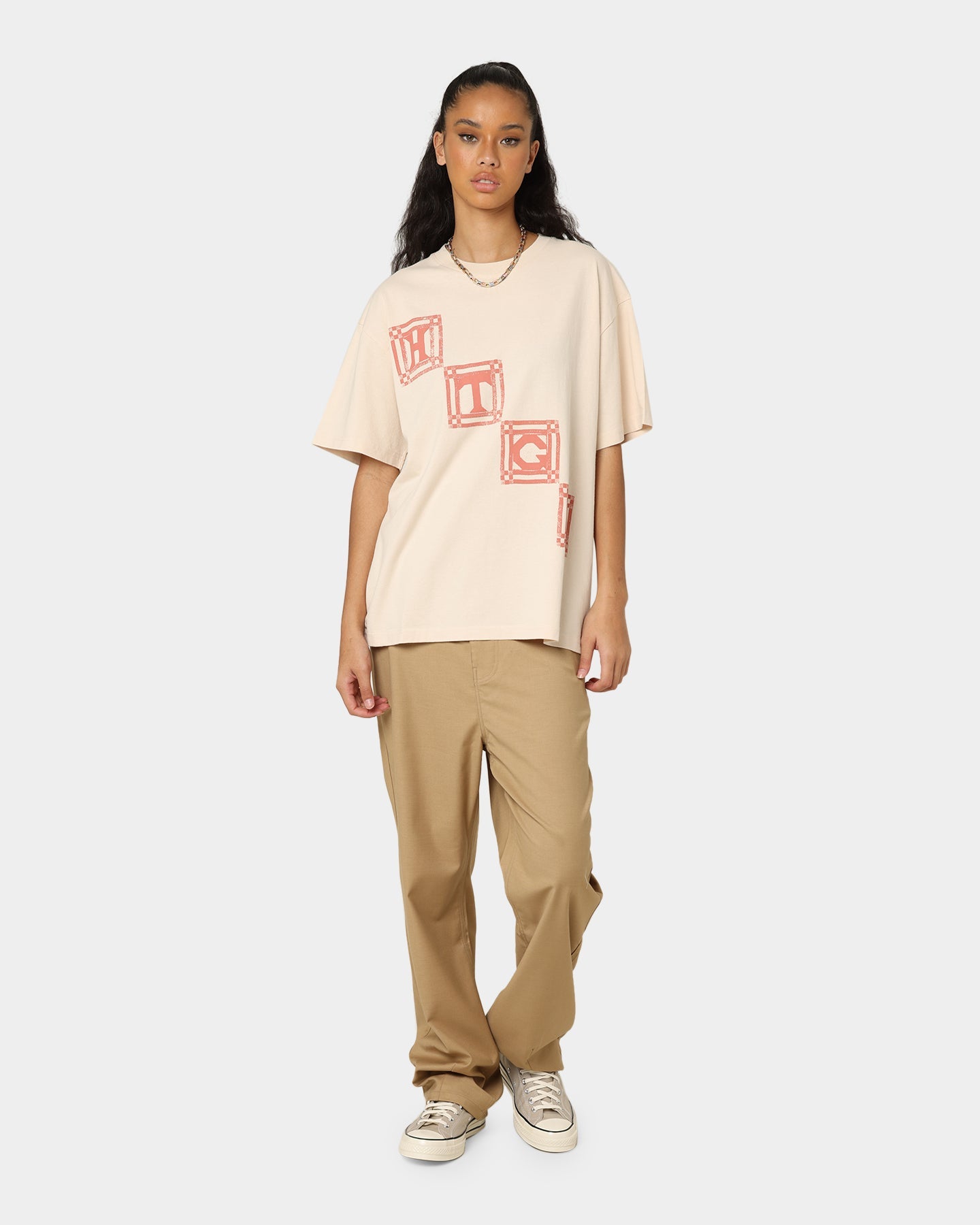 Honor The Gift Quilt Short Sleeve T-Shirt Cream Style001