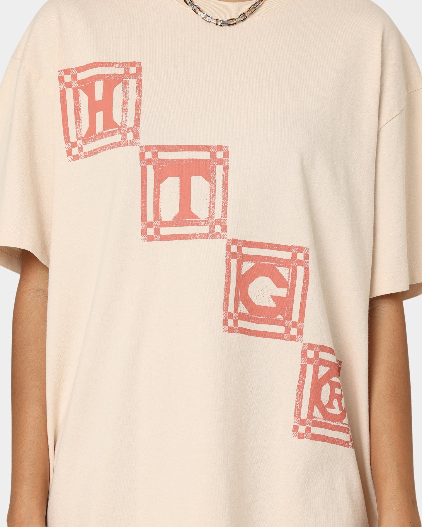Honor The Gift Quilt Short Sleeve T-Shirt Cream Style001