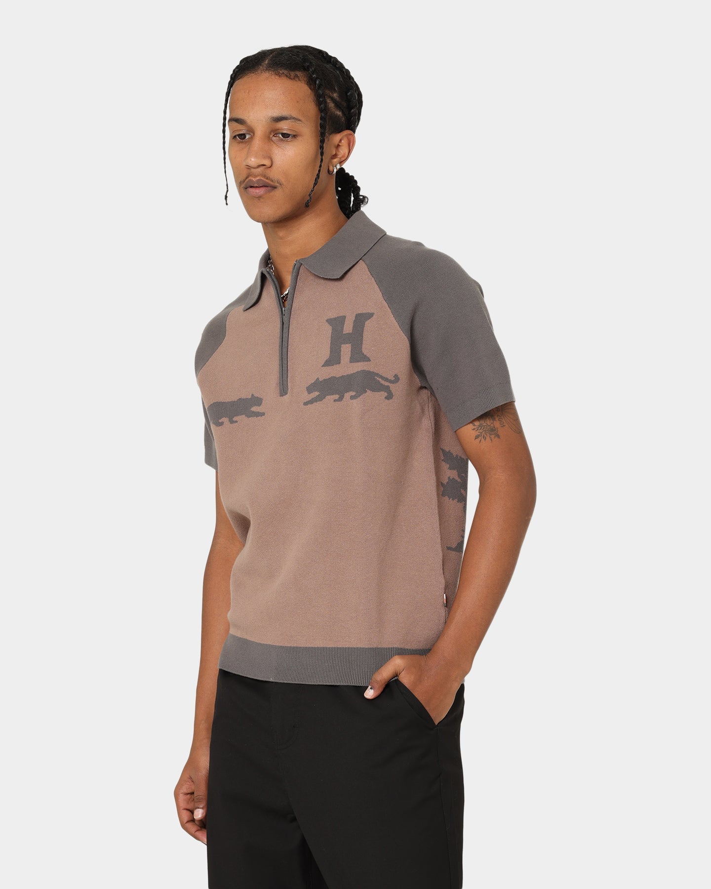 Honor The Gift Rosecrans Knitted Short Sleeve Polo Shirt Hickory