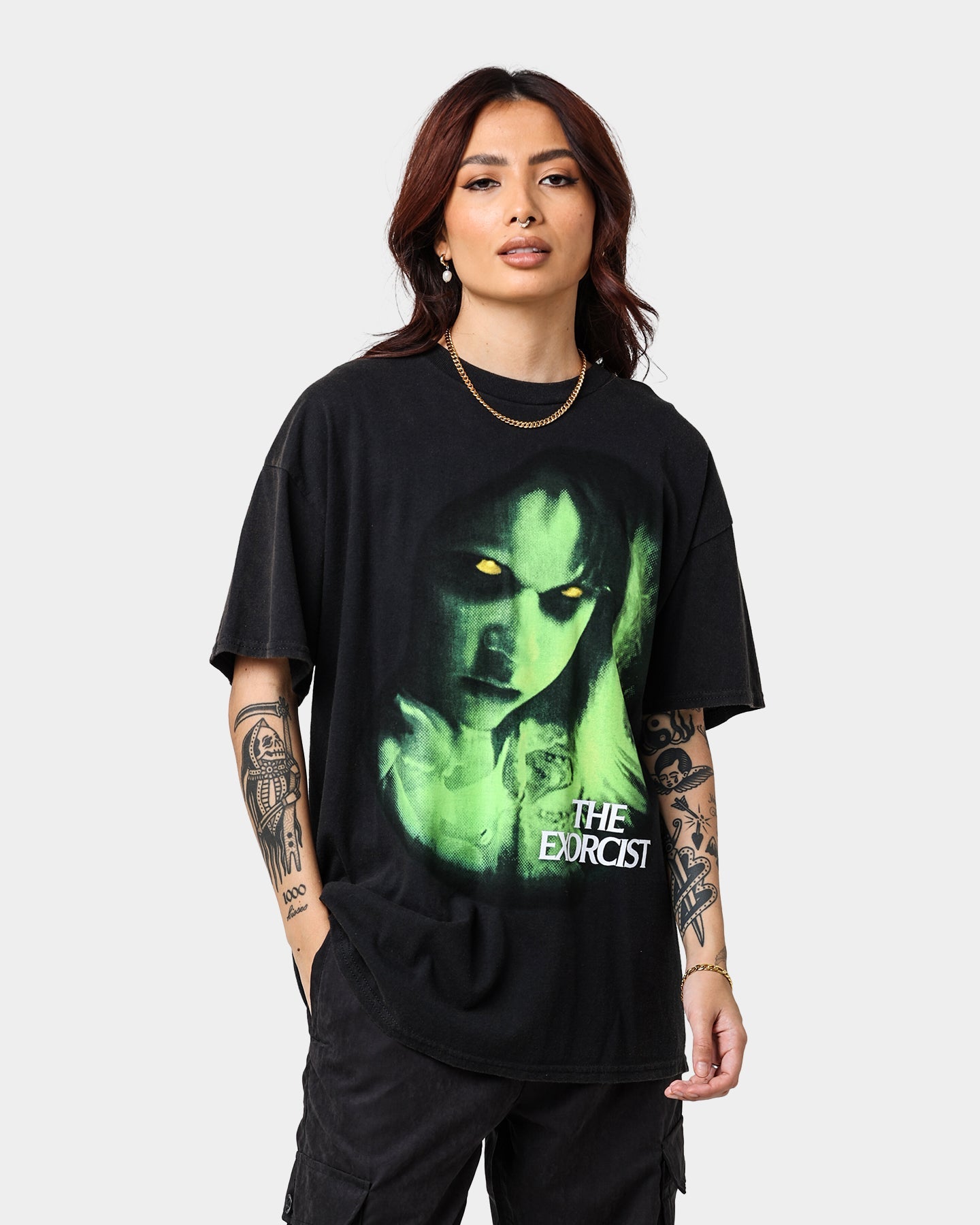 American Thrift X The Exorcist The Exorcist Face T-Shirt Black Wash Style001