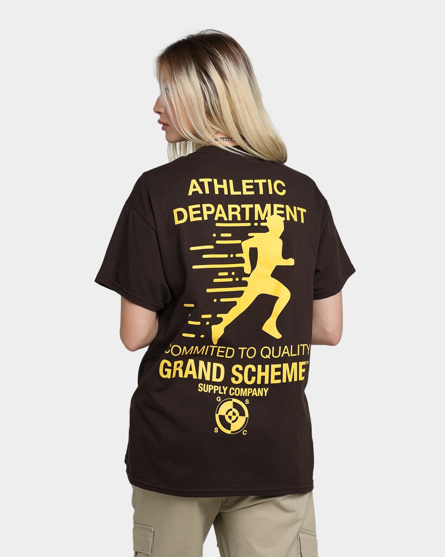Grand Scheme Athletic Department T-Shirt Brown Style001