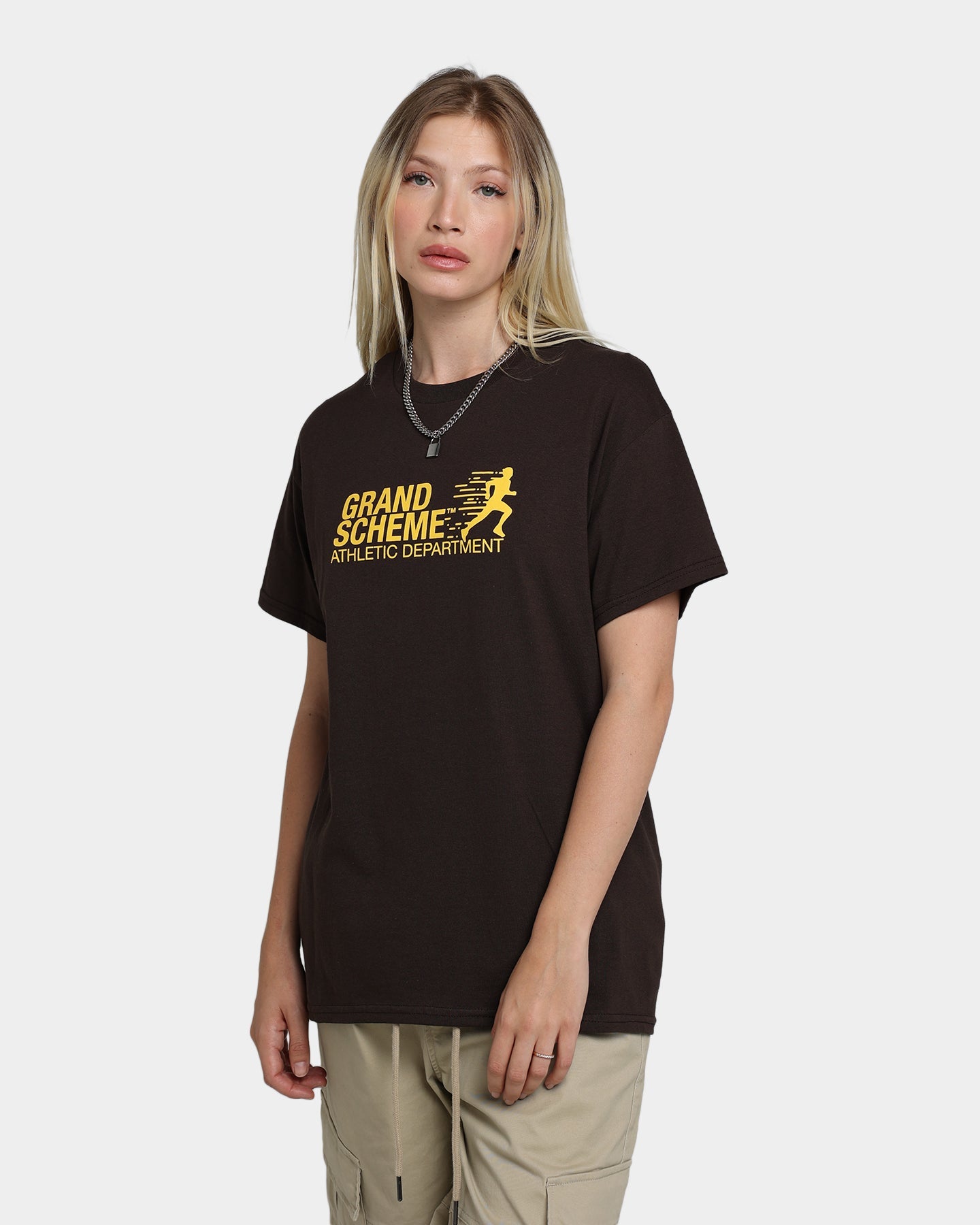 Grand Scheme Athletic Department T-Shirt Brown Style001