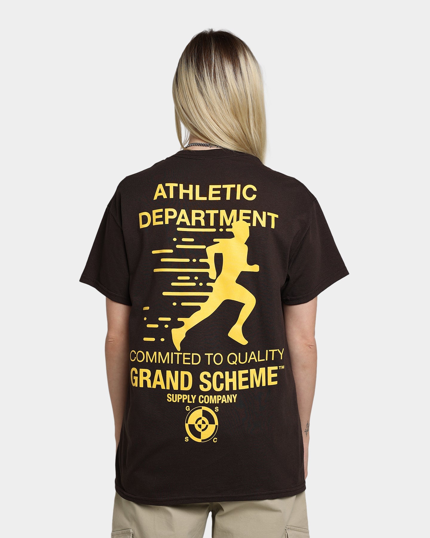 Grand Scheme Athletic Department T-Shirt Brown Style001