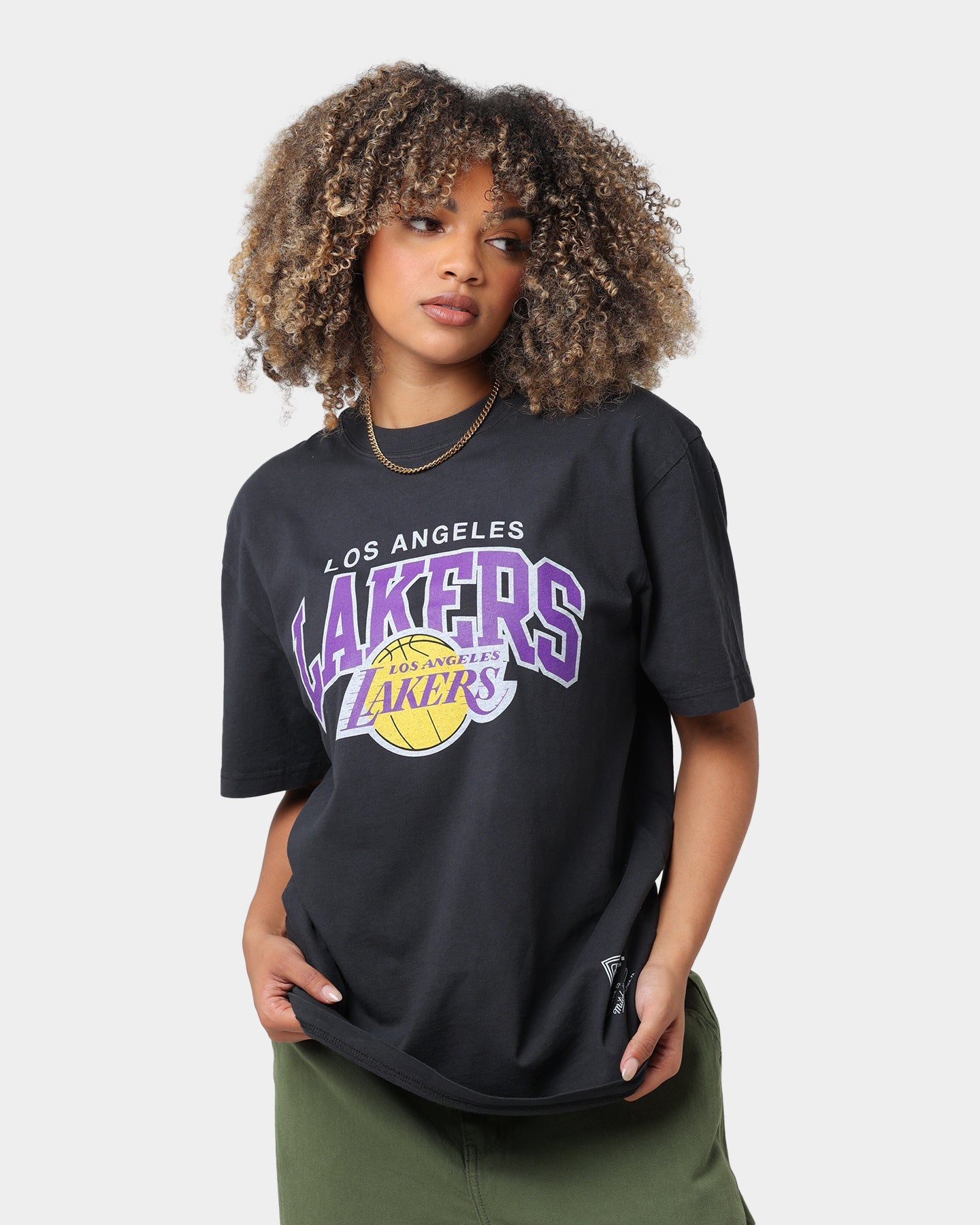 Mitchell & Ness Los Angeles Lakers Vintage Arch Short Sleeve T-Shirt Black Style001