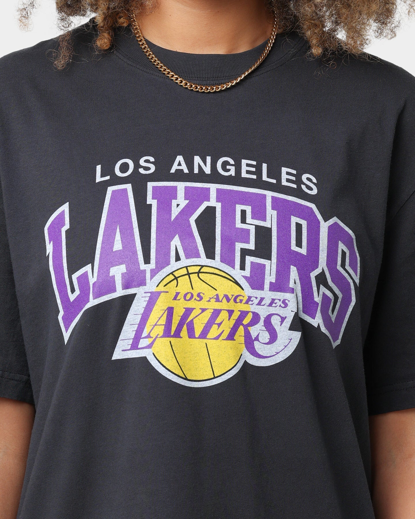 Mitchell & Ness Los Angeles Lakers Vintage Arch Short Sleeve T-Shirt Black Style001