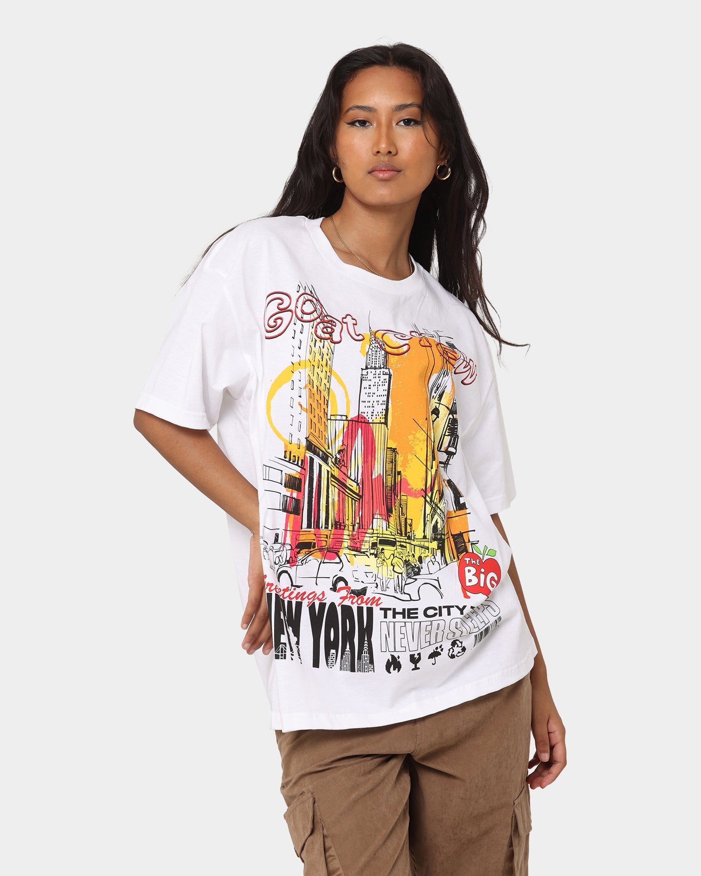 Goat Crew New York Greetings T-Shirt White Style001