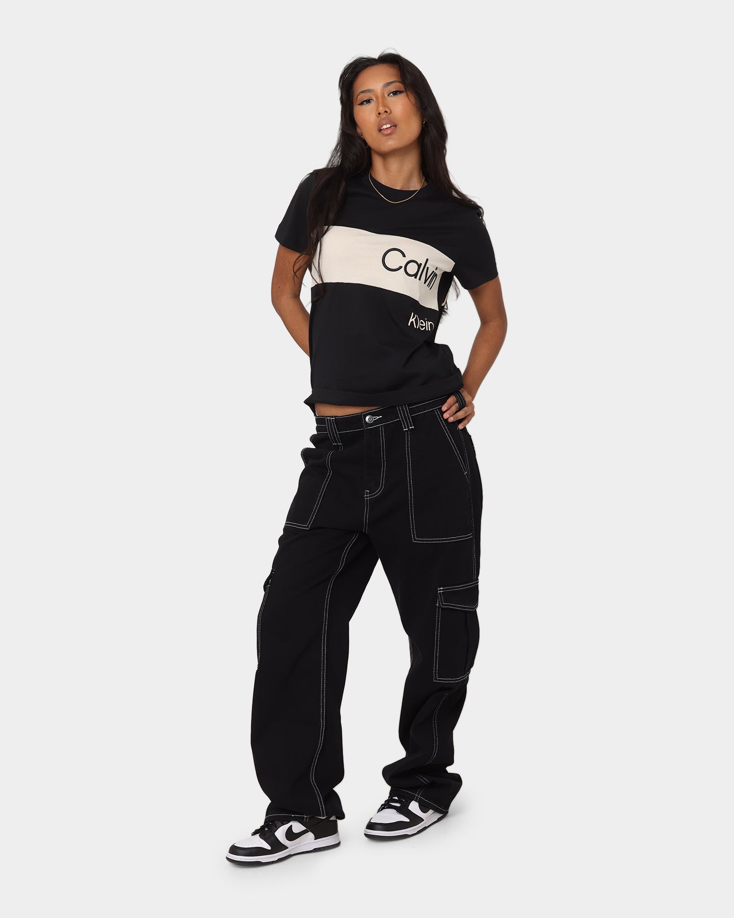 Calvin Klein Women's Colour Blocking T-Shirt CK Black