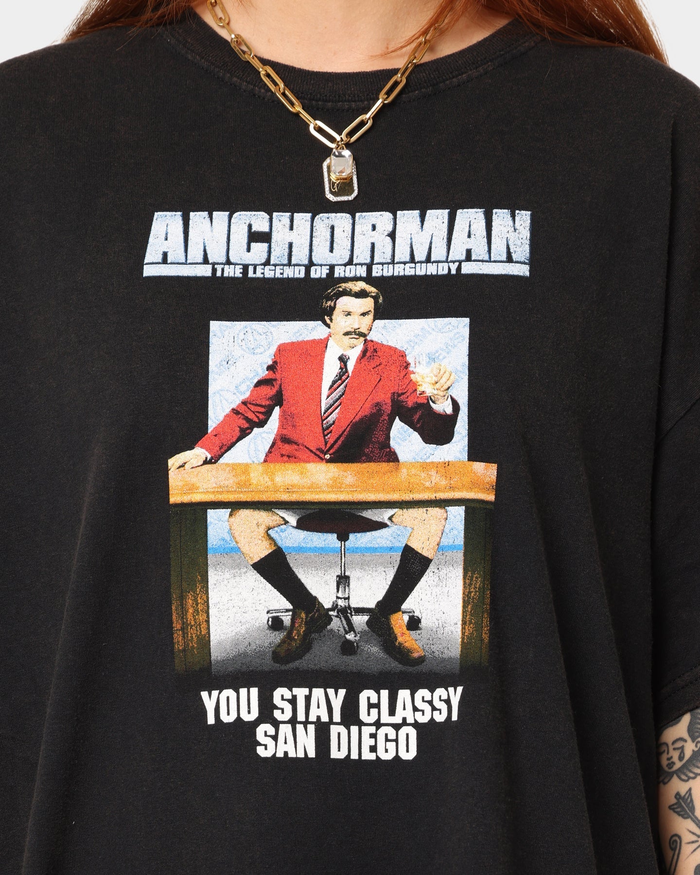 American Thrift American Thrift X Anchorman Anchorman T-Shirt Black Wash Style001