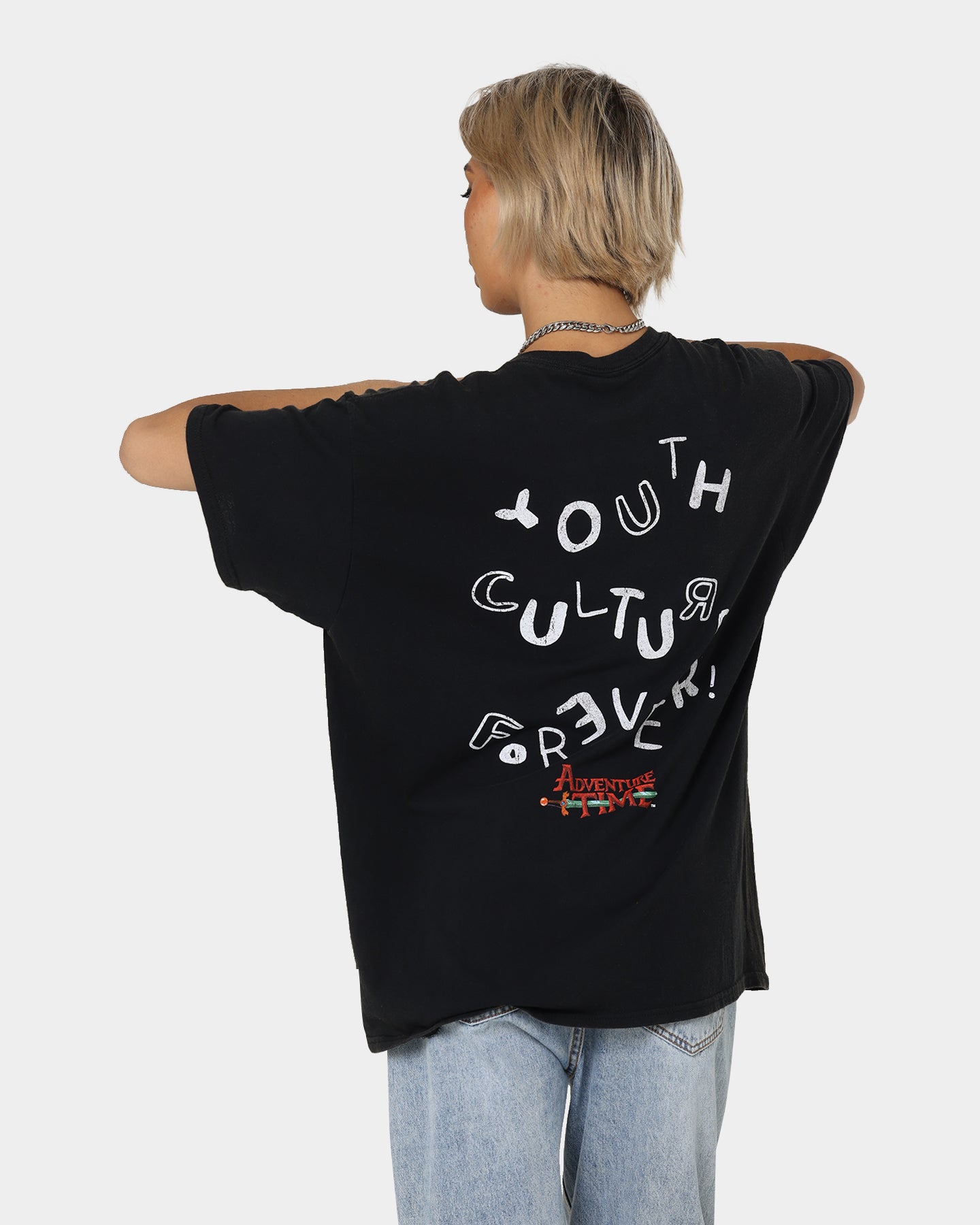 American Thrift X Adventure Time Finn The Human Vintage T-Shirt Black Wash Style001