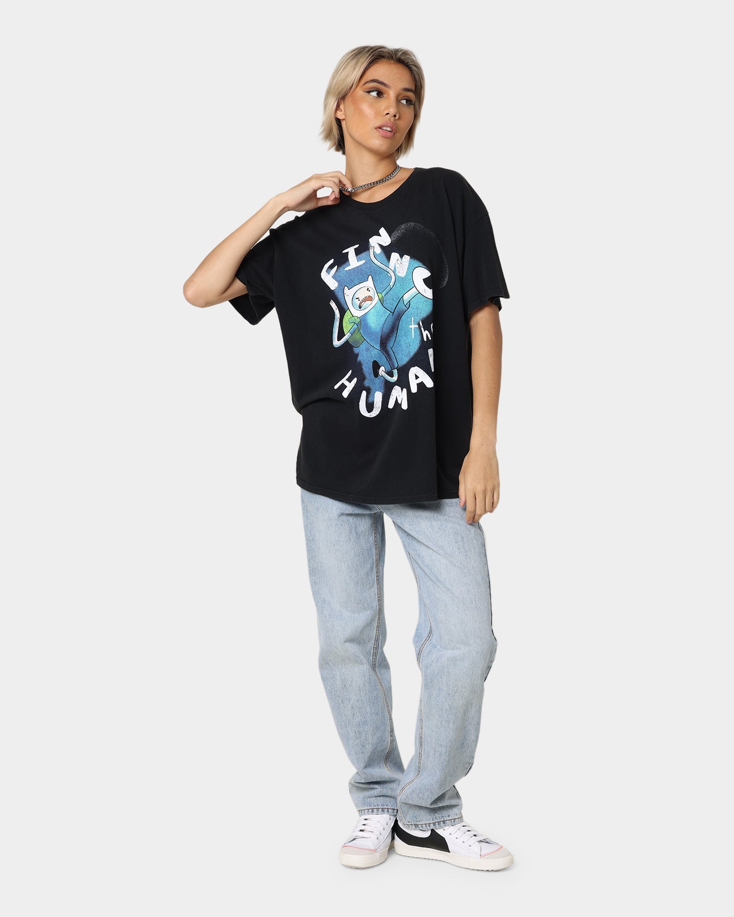 American Thrift X Adventure Time Finn The Human Vintage T-Shirt Black Wash Style001