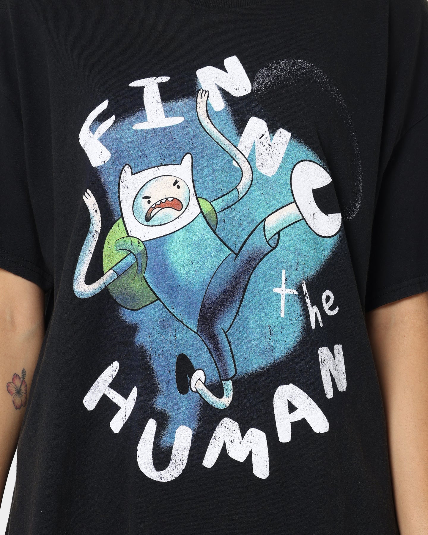 American Thrift X Adventure Time Finn The Human Vintage T-Shirt Black Wash Style001