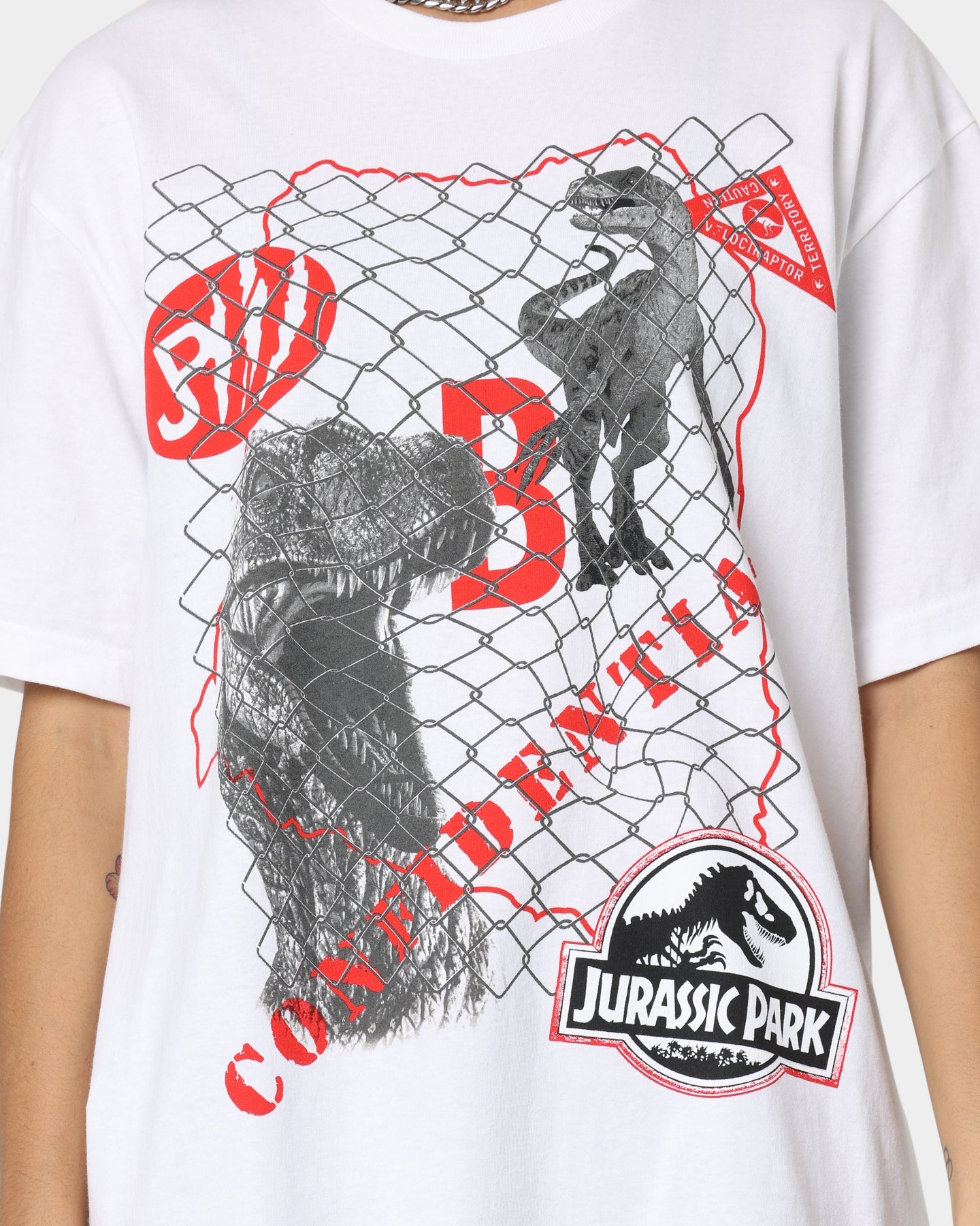 American Thrift X Jurassic Park Jurassic Park T-Shirt White Style001