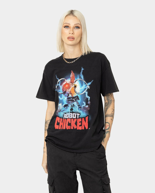 American Thrift Robot Chicken Vintage T-Shirt Black Wash Style001