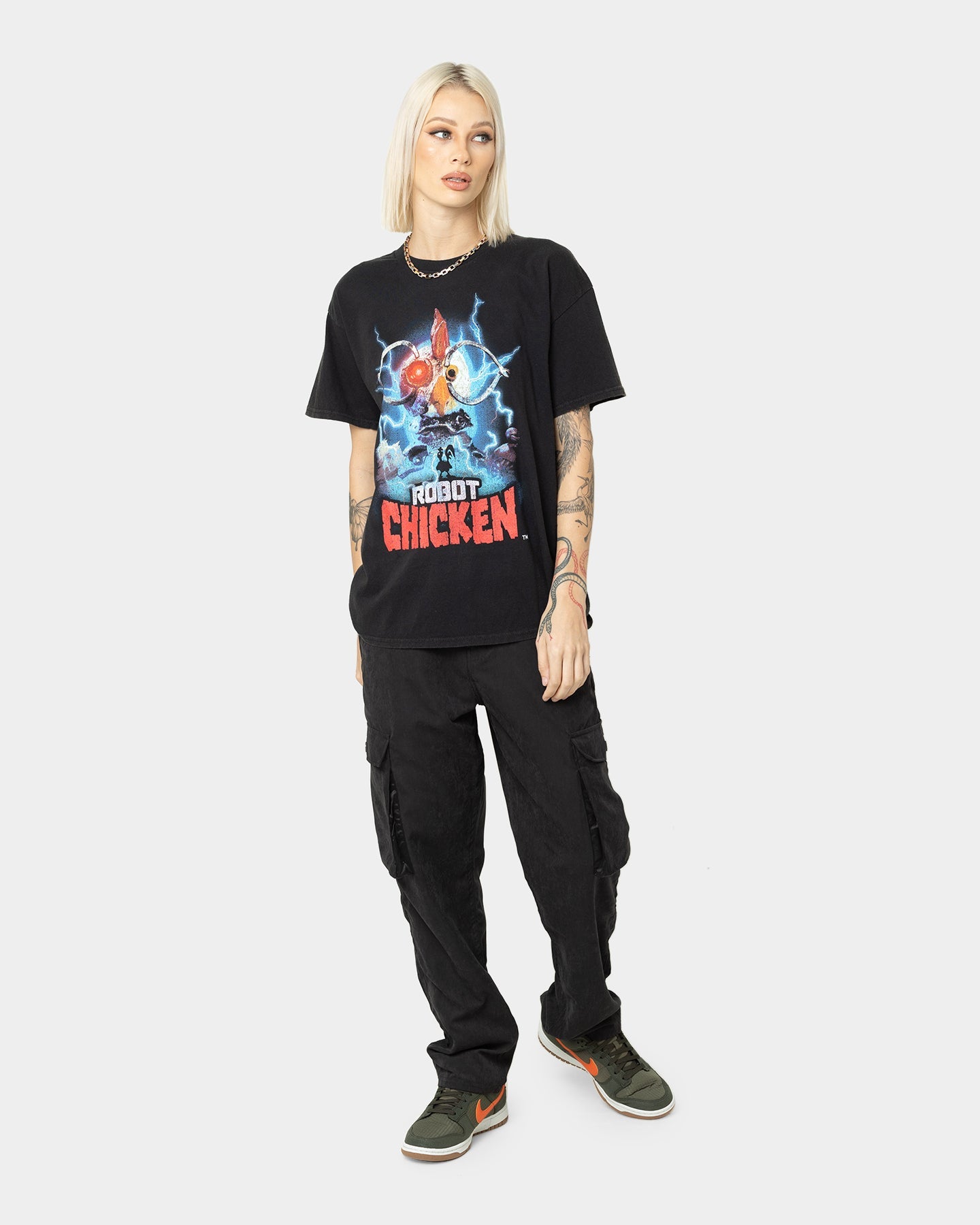 American Thrift Robot Chicken Vintage T-Shirt Black Wash Style001