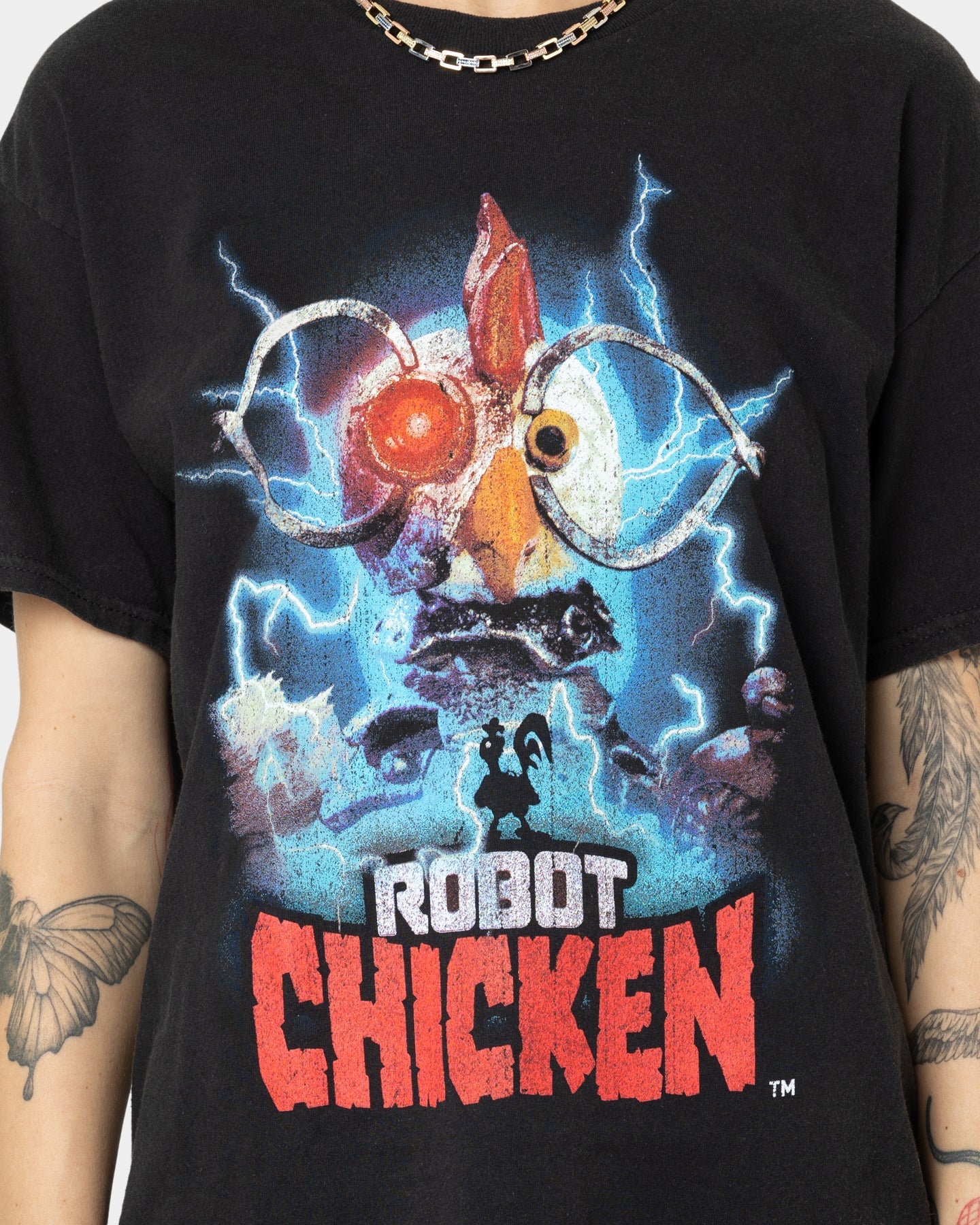 American Thrift Robot Chicken Vintage T-Shirt Black Wash Style001