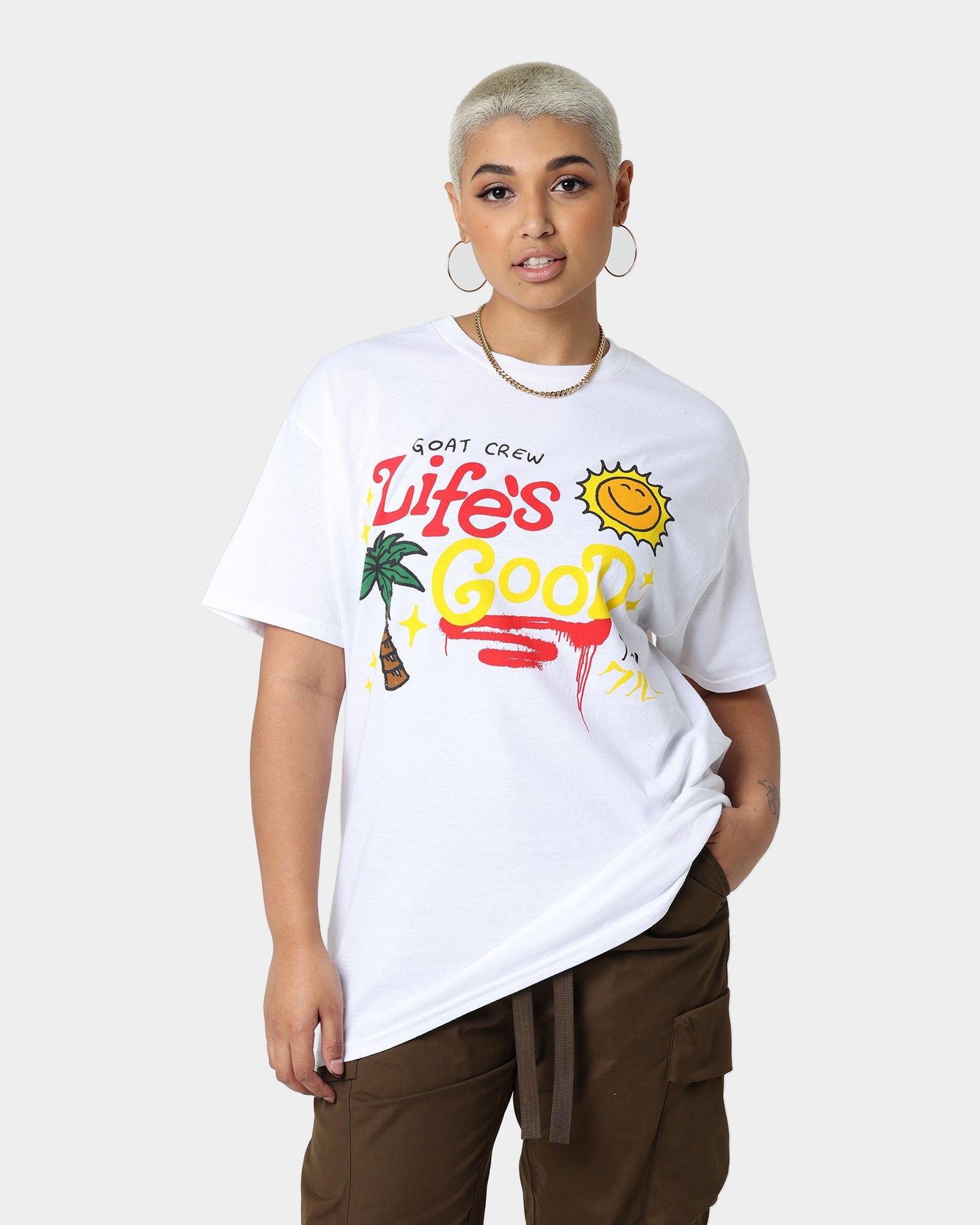 Goat Crew Life Is Good T-Shirt White Style001