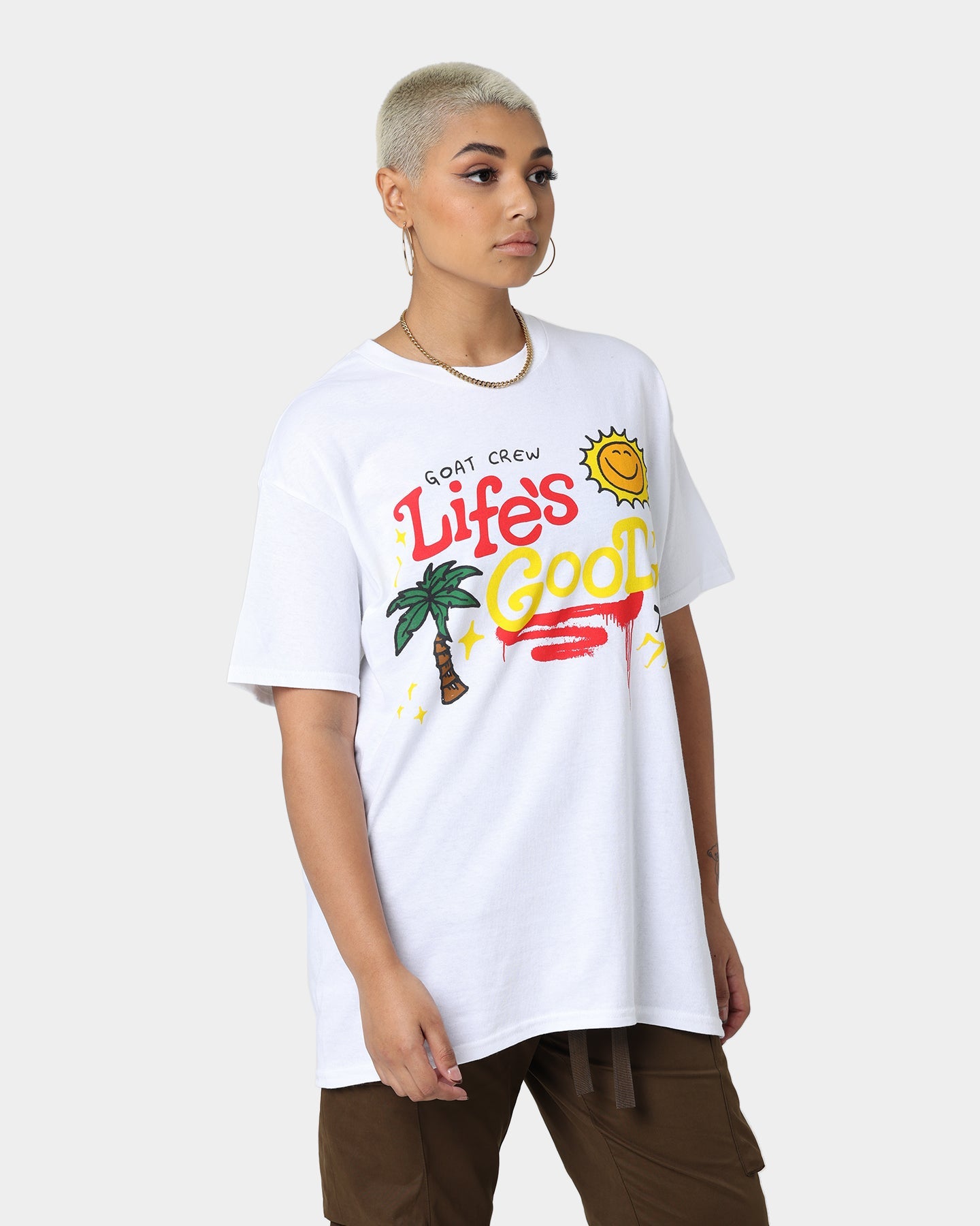Goat Crew Life Is Good T-Shirt White Style001
