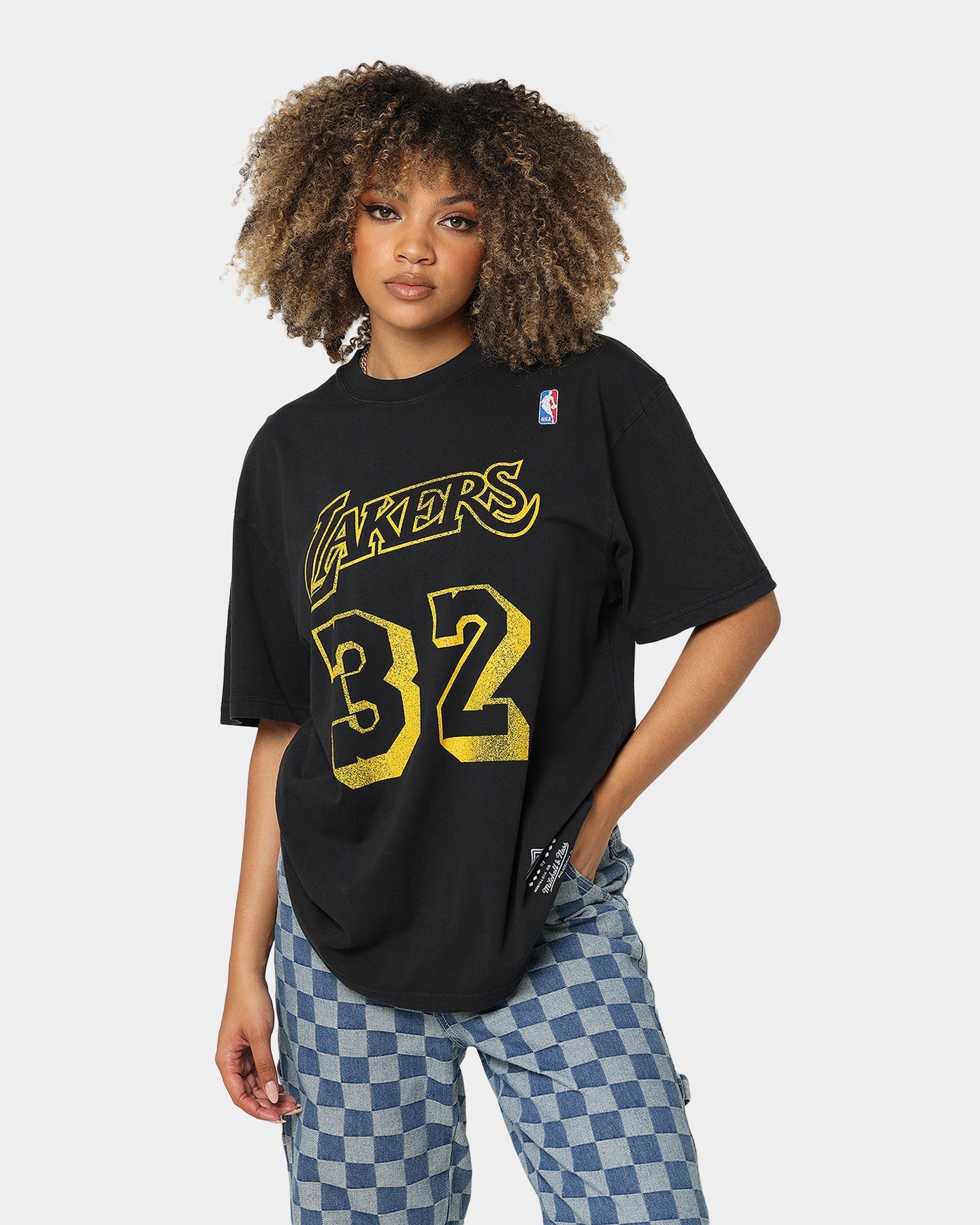 Mitchell & Ness Los Angeles Lakers Magic Johnson #32 N&N Vintage T-Shirt Faded Black Style001