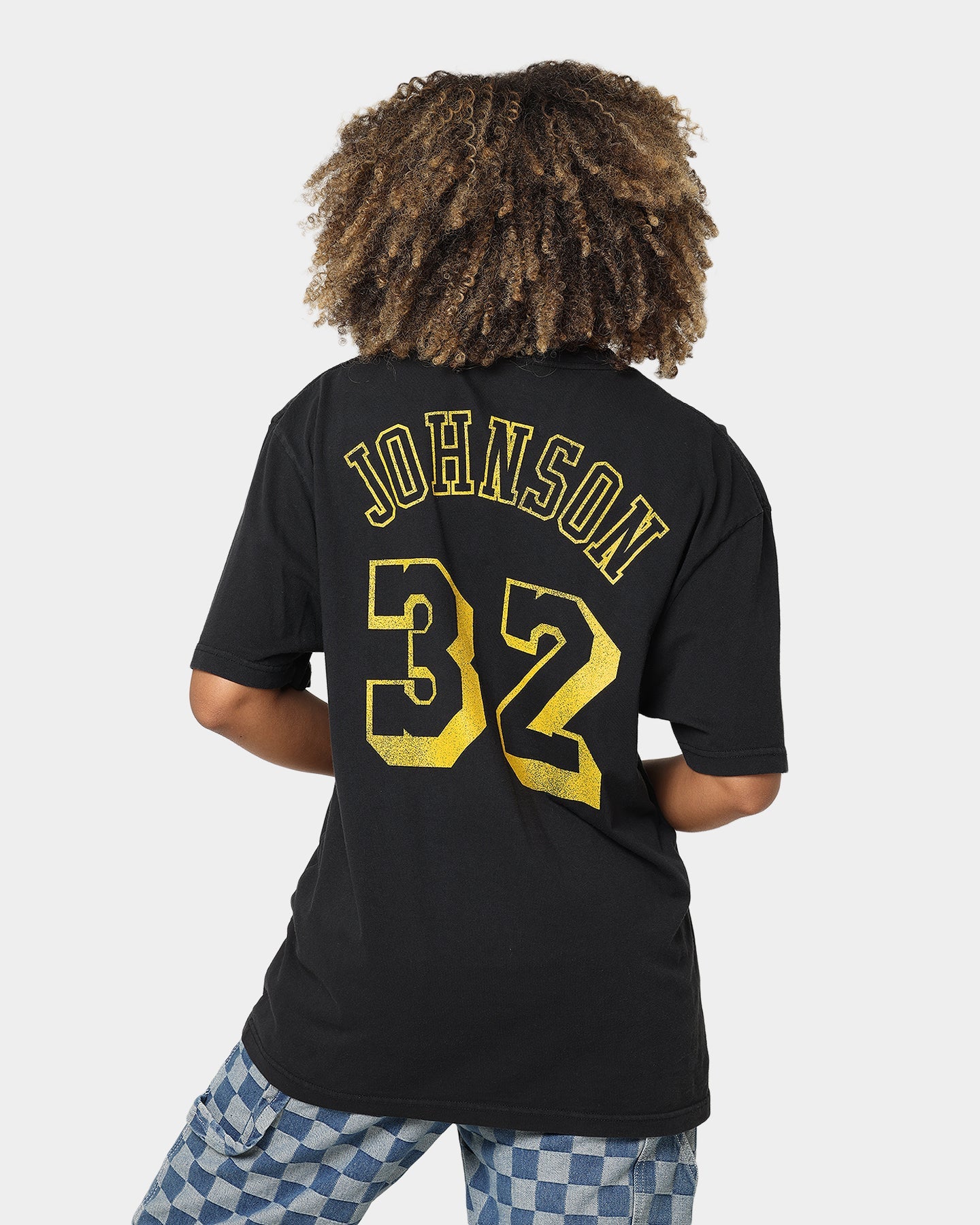 Mitchell & Ness Los Angeles Lakers Magic Johnson #32 N&N Vintage T-Shirt Faded Black Style001