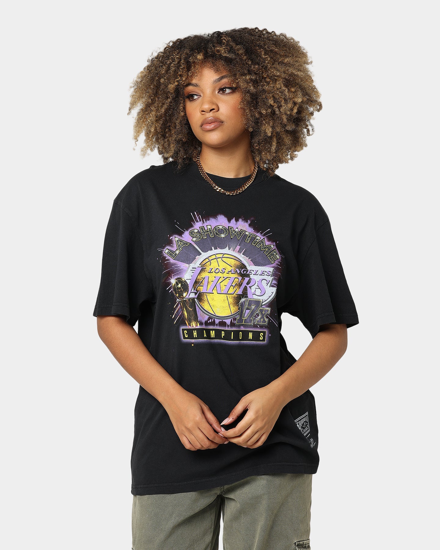 Mitchell & Ness Los Angeles Lakers Showtime Vintage T-Shirt Faded Black Style001