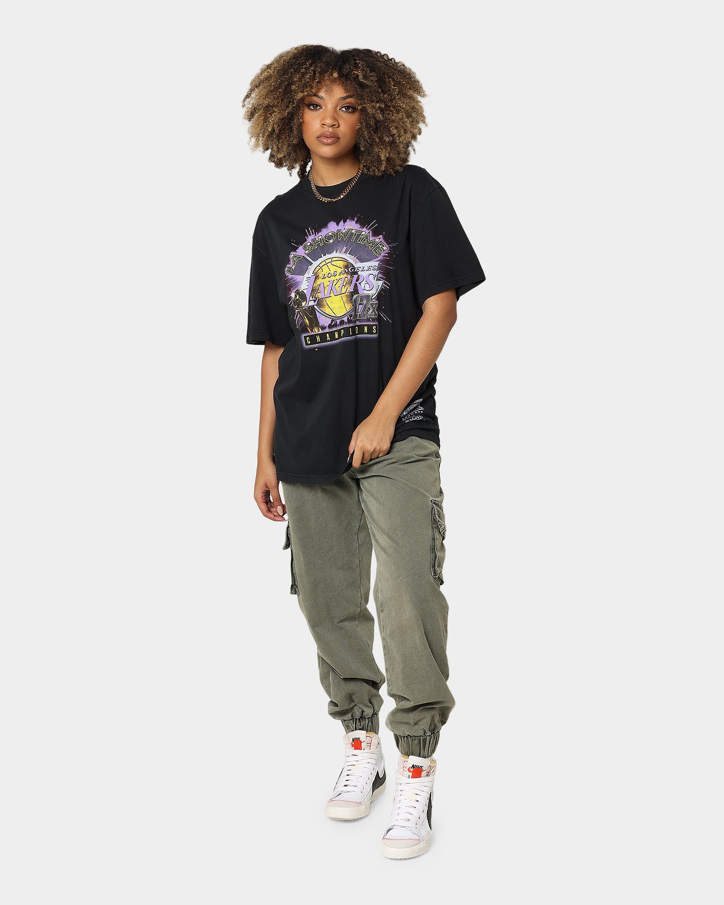 Mitchell & Ness Los Angeles Lakers Showtime Vintage T-Shirt Faded Black Style001