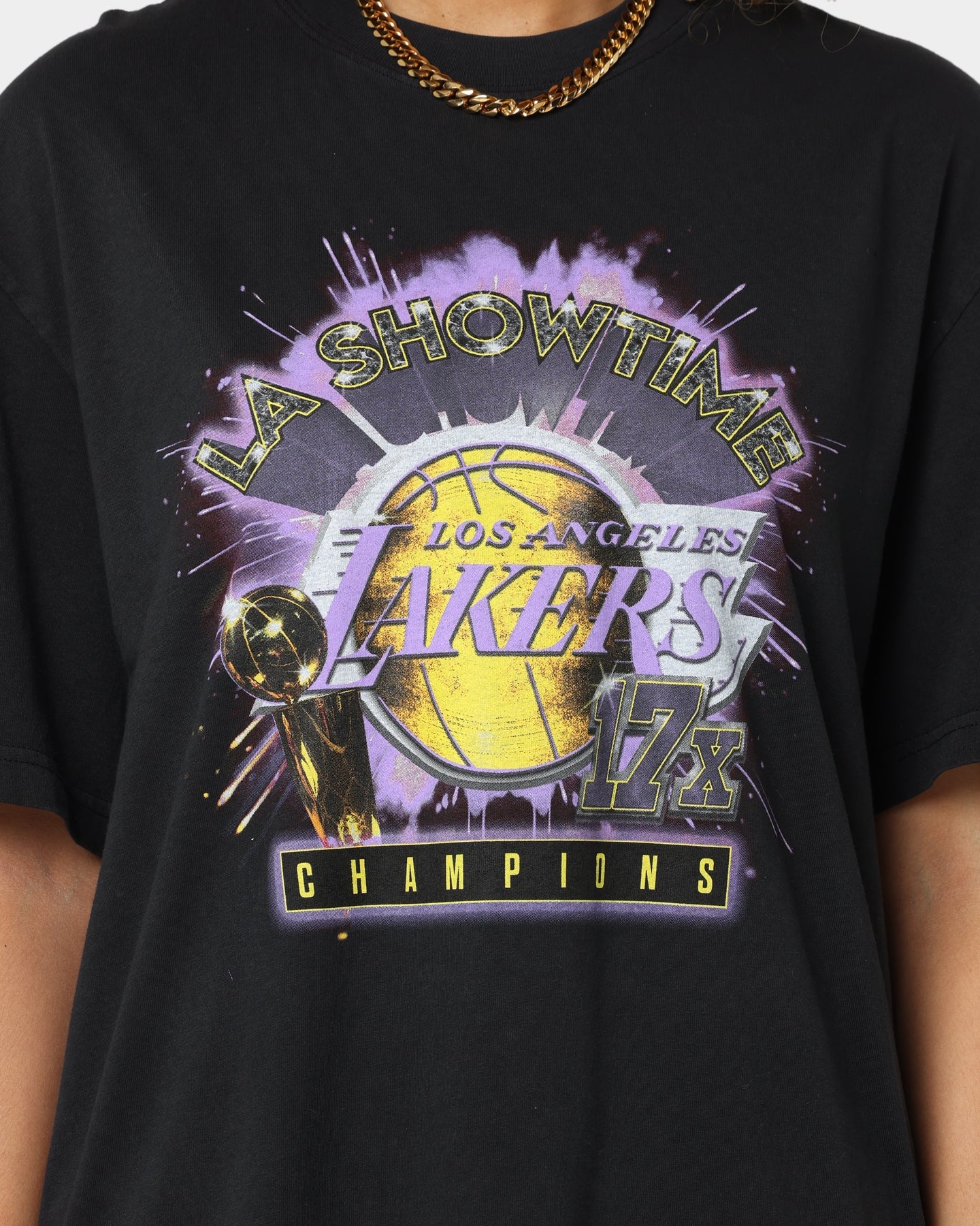 Mitchell & Ness Los Angeles Lakers Showtime Vintage T-Shirt Faded Black Style001