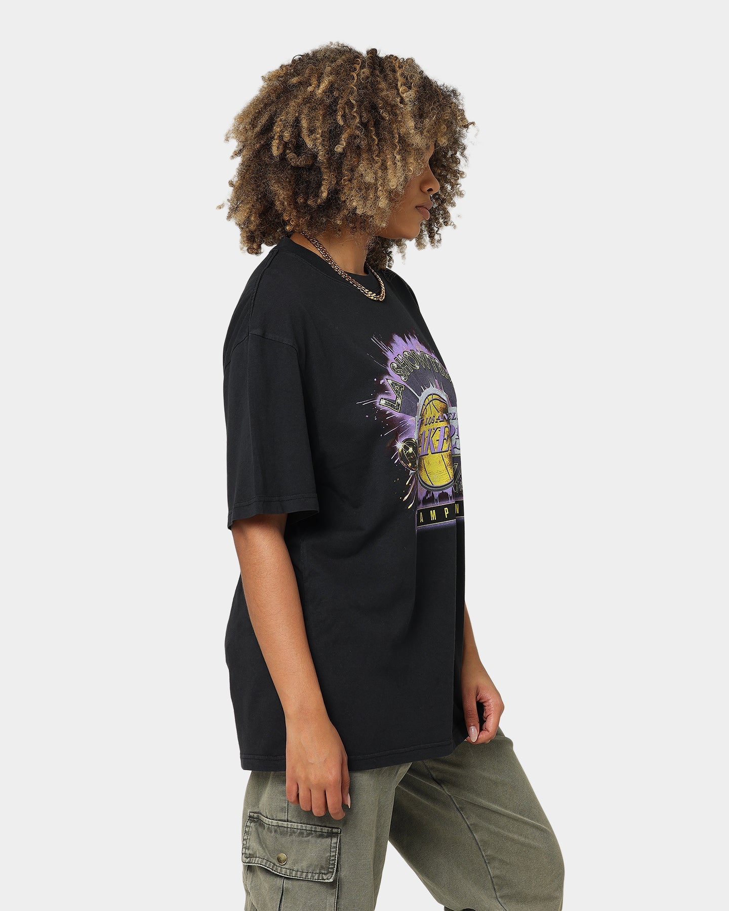 Mitchell & Ness Los Angeles Lakers Showtime Vintage T-Shirt Faded Black Style001