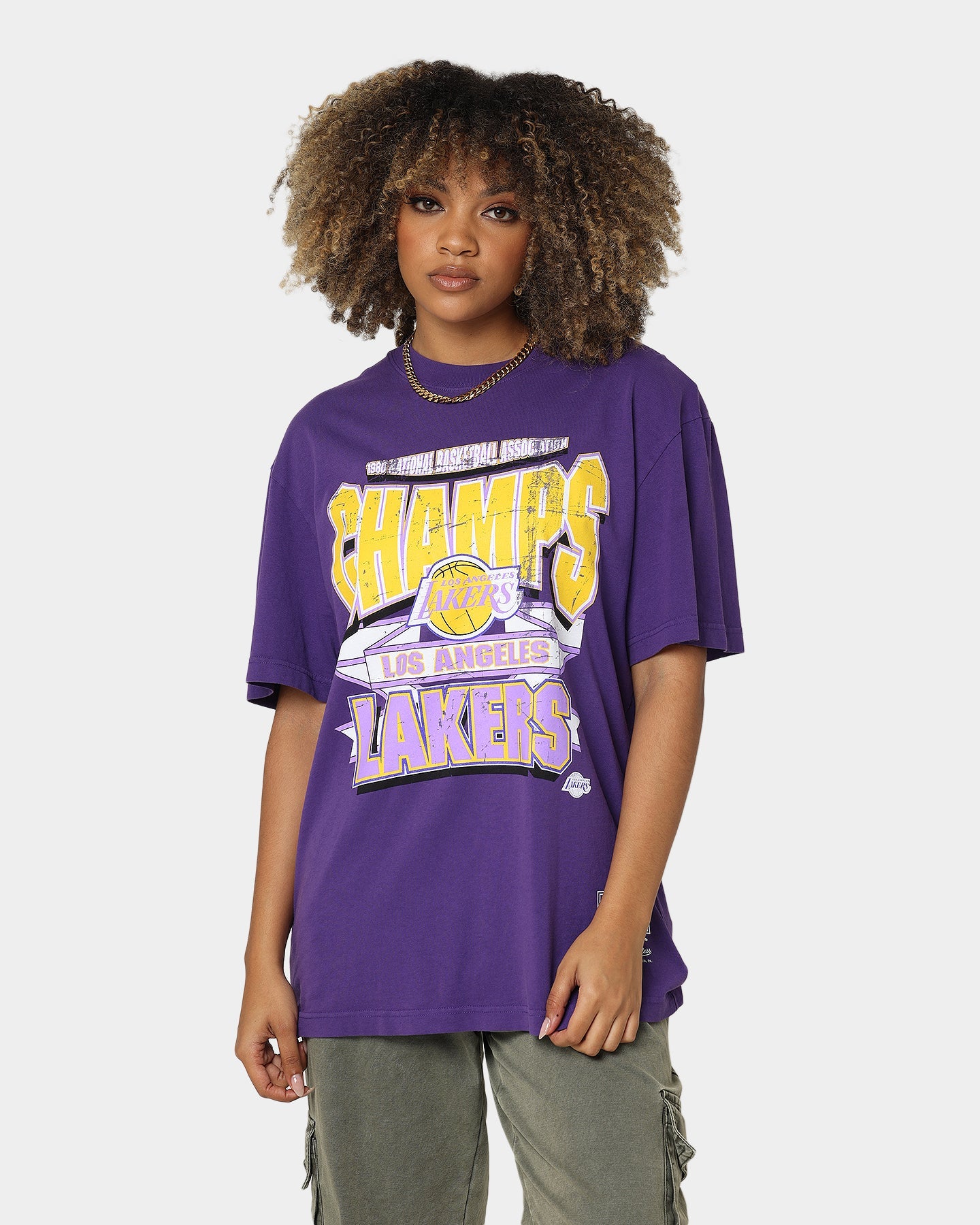 Mitchell & Ness Los Angeles Lakers Vintage Champs T-Shirt Faded Purple Style001