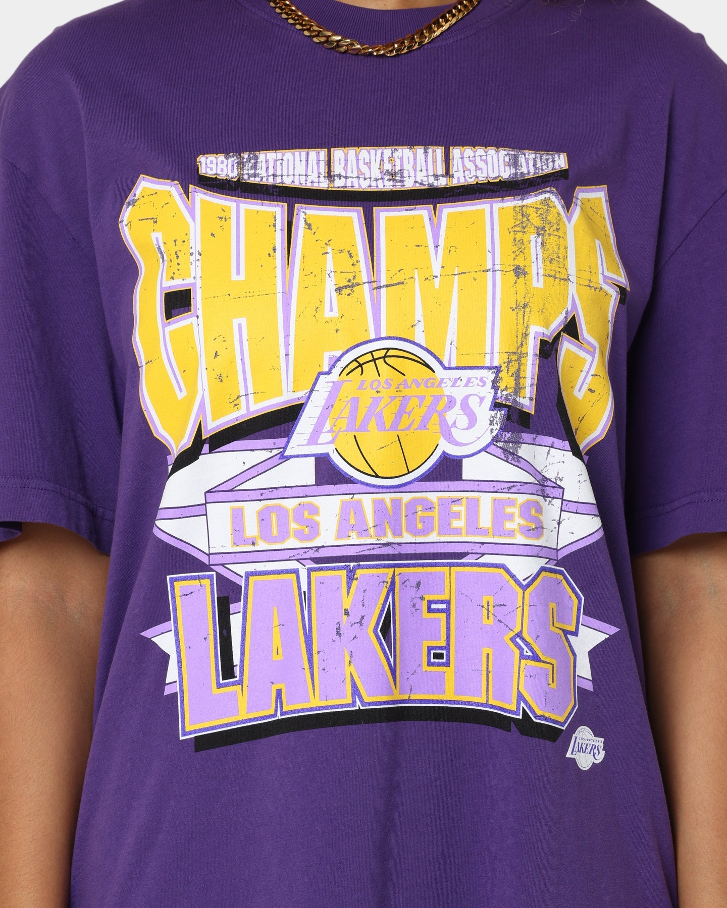 Mitchell & Ness Los Angeles Lakers Vintage Champs T-Shirt Faded Purple Style001
