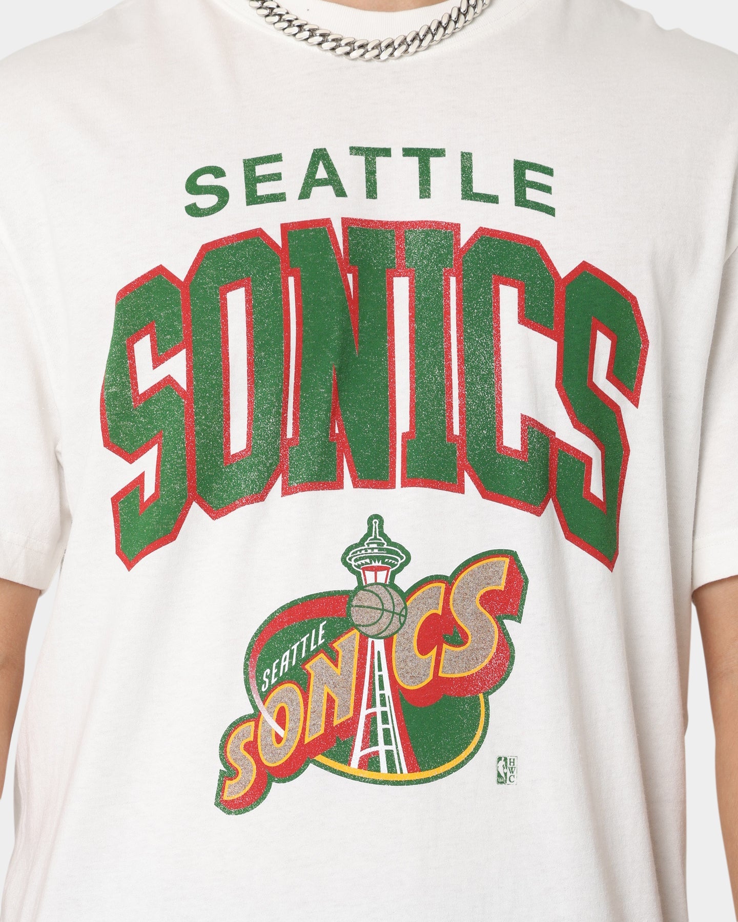 Mitchell & Ness Seattle Supersonics XL Arch Vintage T-Shirt Vintage White