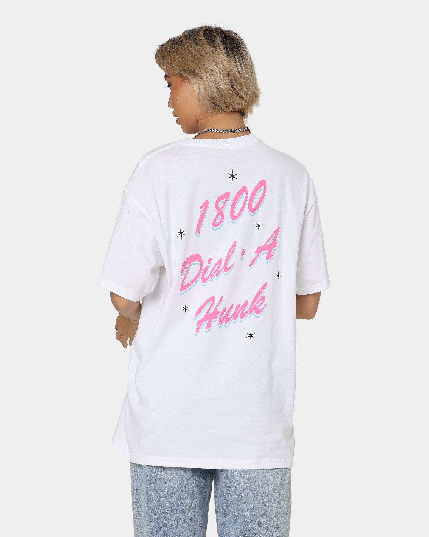 American Thrift X Johnny Bravo Dial-A-Hunk T-Shirt White Style001