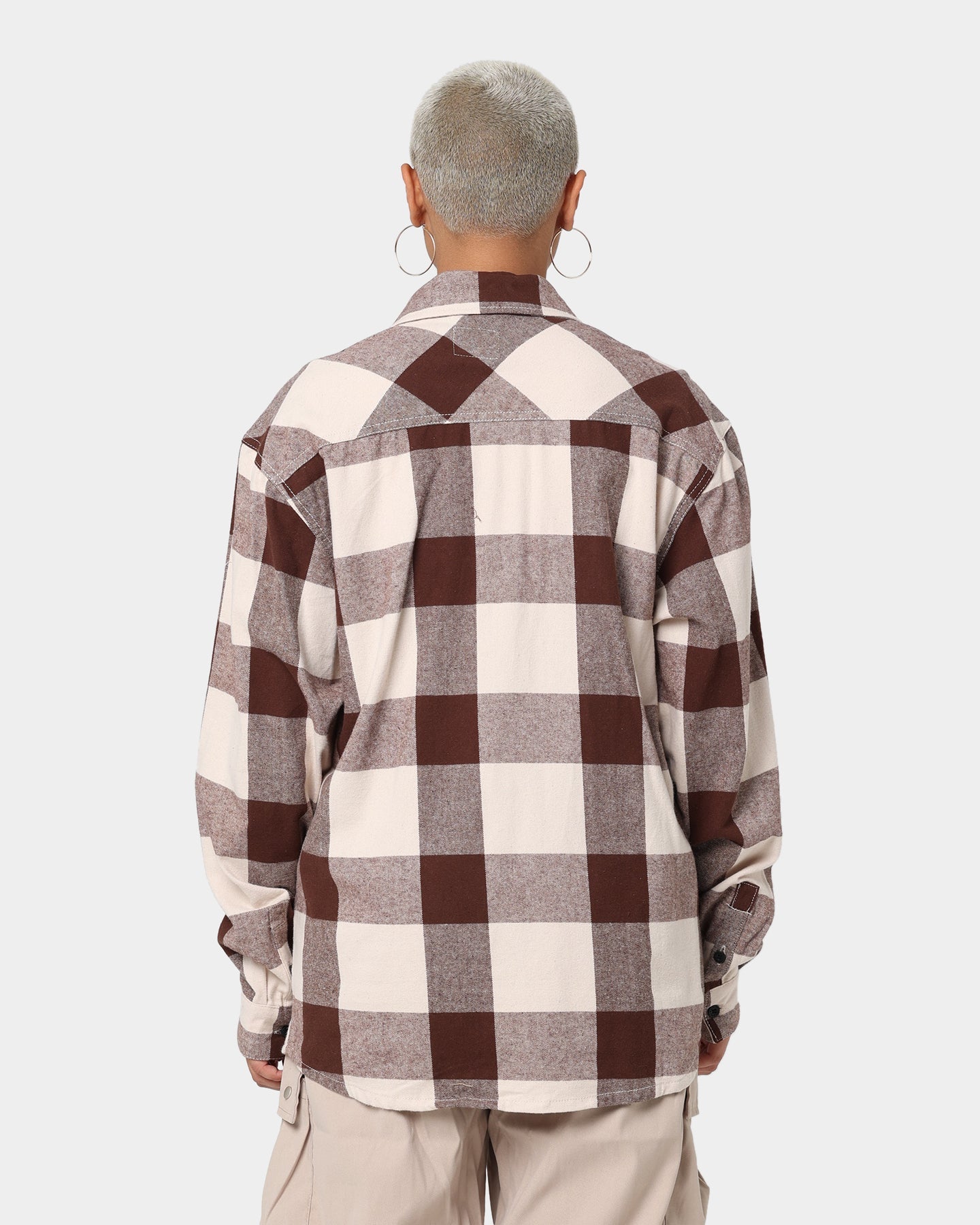 Karl Kani Chest Signature Flannel Shirt Cream Style001