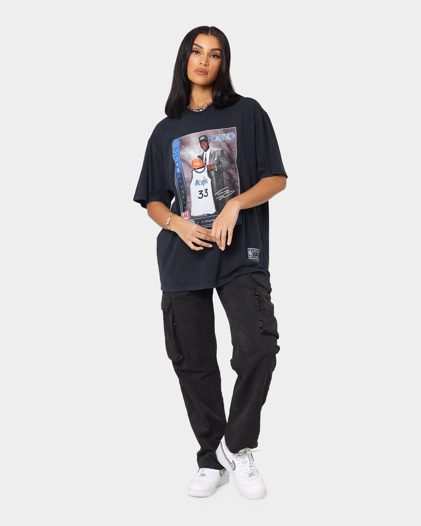 Mitchell & Ness Orlando Magic Shaquille O'Neal Draft Day Vintage T-Shirt Faded Black Style001