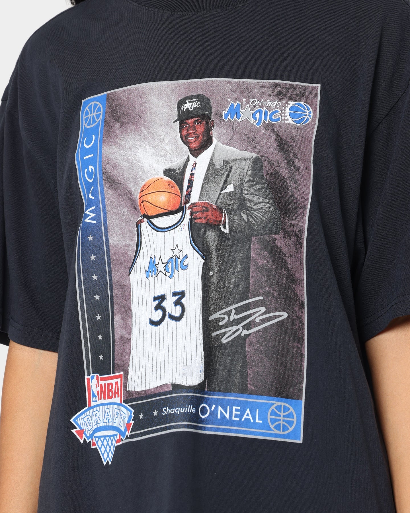 Mitchell & Ness Orlando Magic Shaquille O'Neal Draft Day Vintage T-Shirt Faded Black Style001
