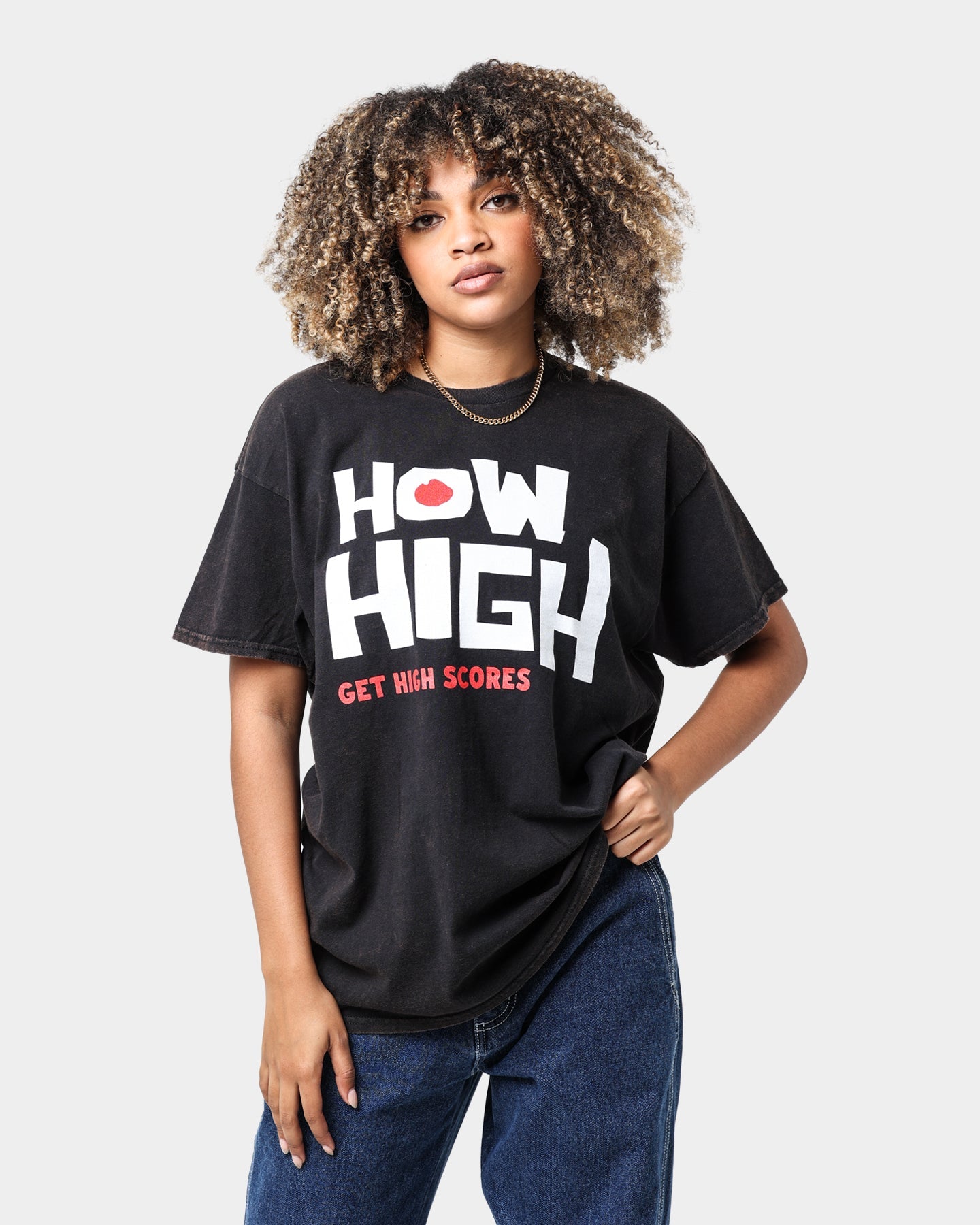 American Thrift X 420 How High Vintage T-Shirt Washed Black Style001