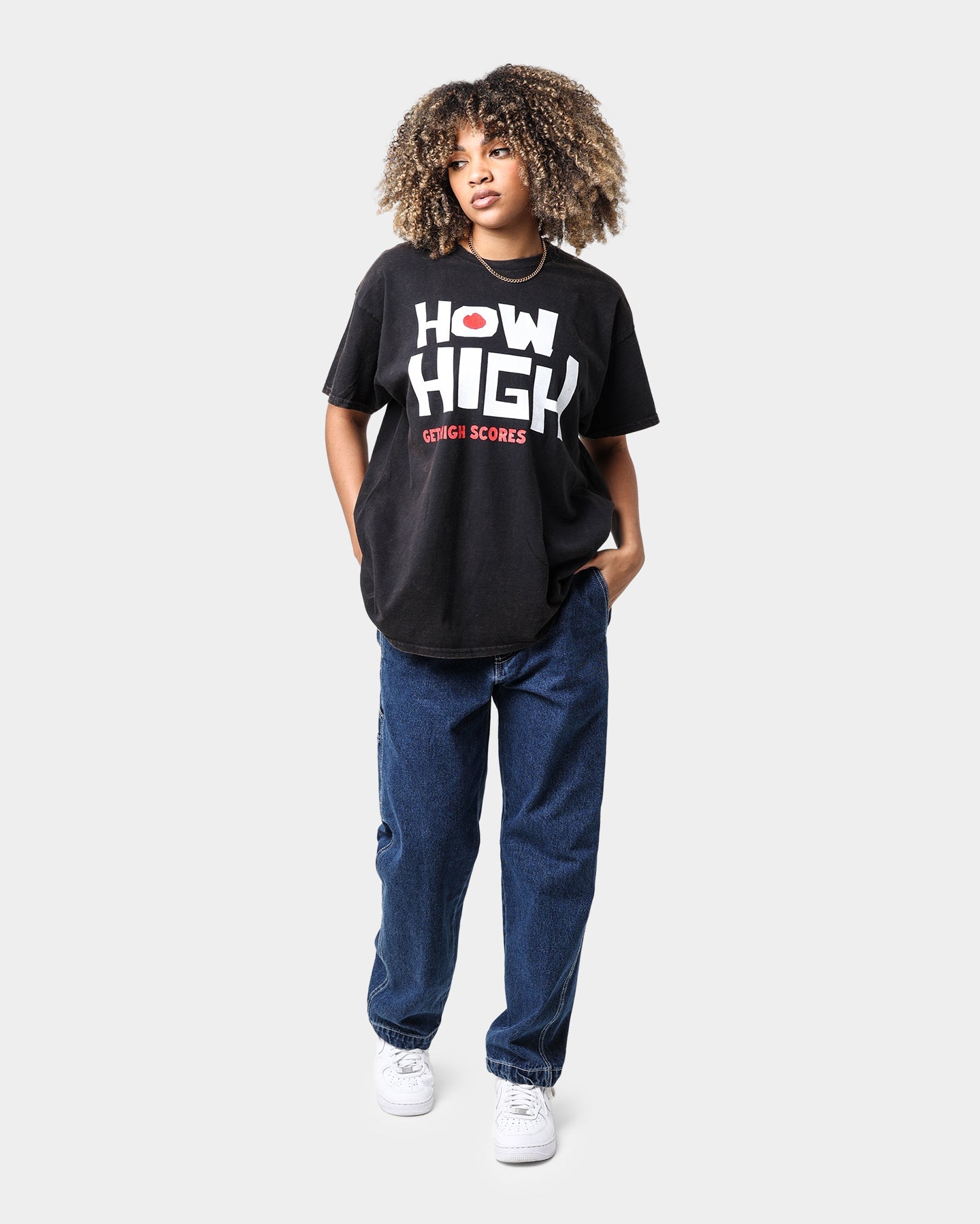 American Thrift X 420 How High Vintage T-Shirt Washed Black Style001