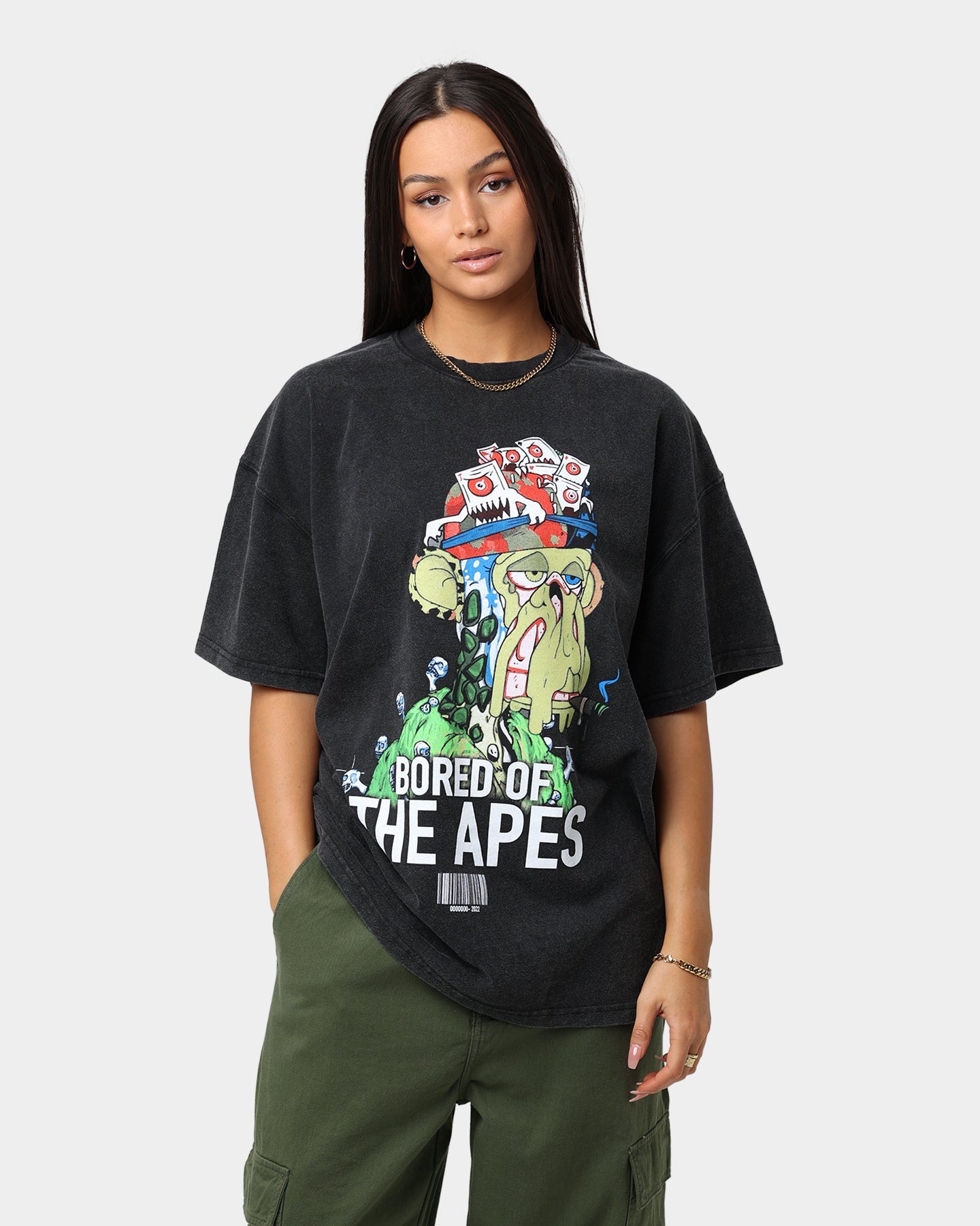 Culture Kings x Champ Medici "Bored Of The Apes" Mutant Ape #23446 V1 Vintage T-Shirt Vintage Black Style001