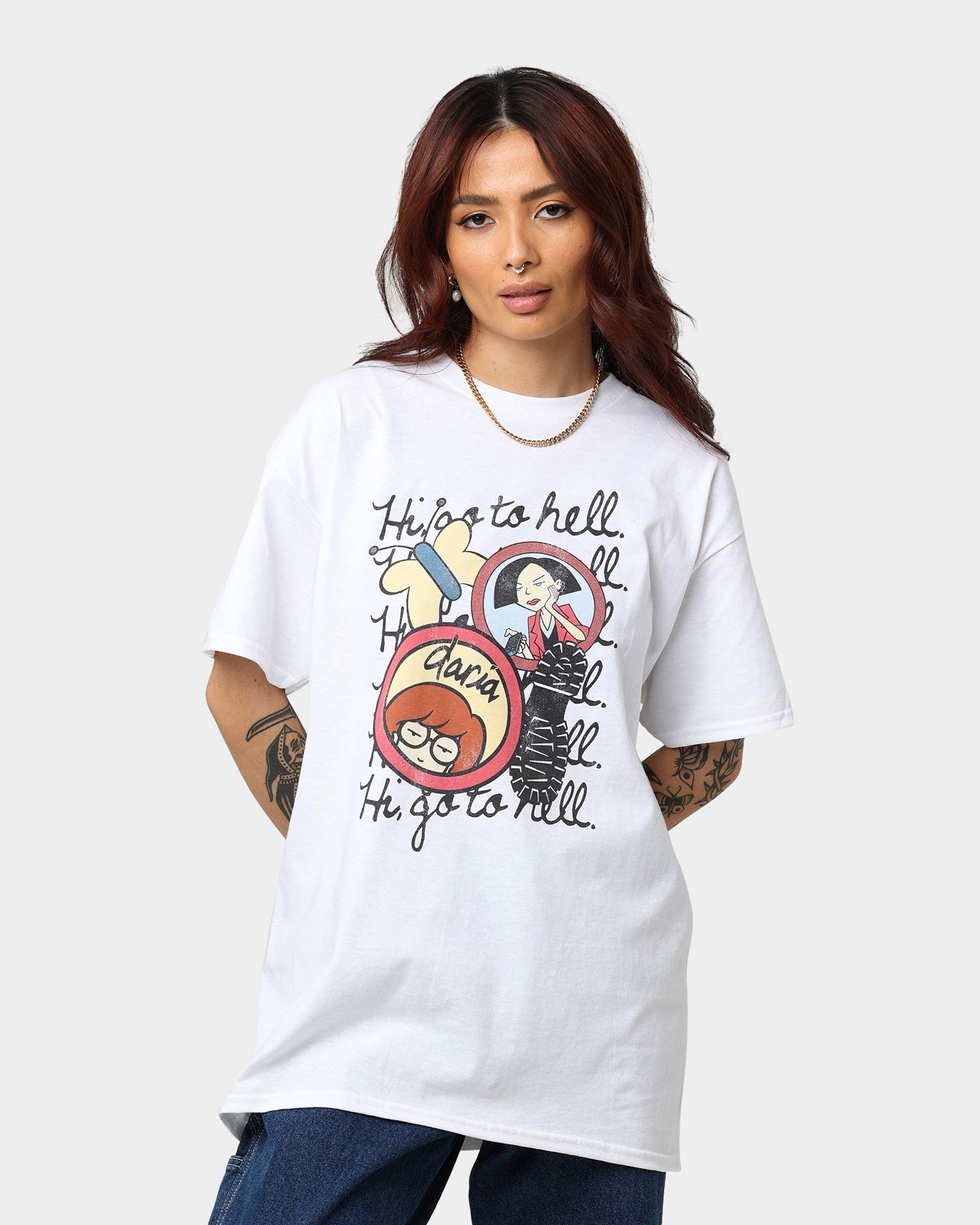 American Thift X Daria Go To Hell T-Shirt White Style001