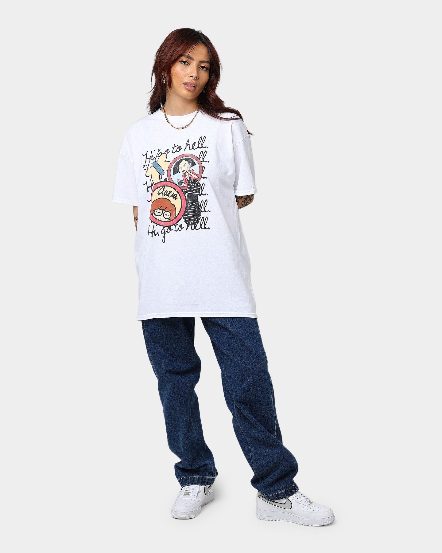 American Thift X Daria Go To Hell T-Shirt White Style001
